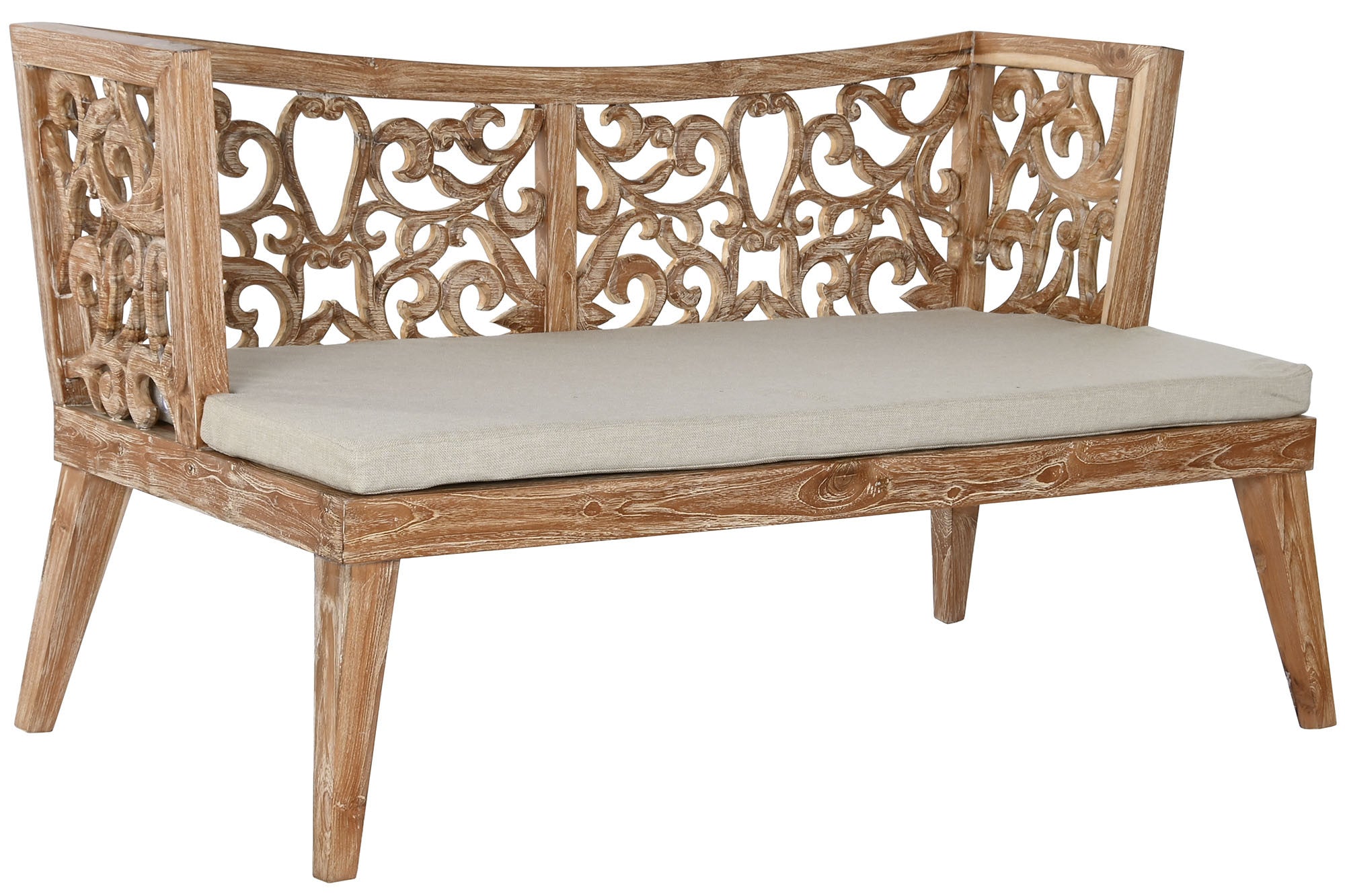 CONJUNTO SOFA MADERA DE TECA TALLADA CON COJINES