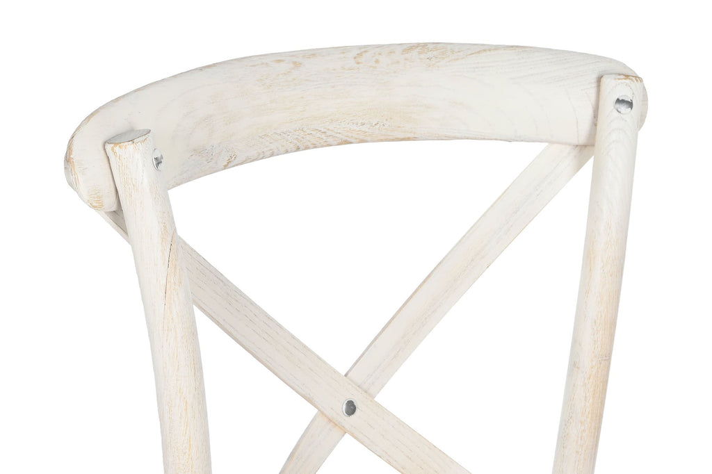 SET 3 SILLAS RUBBERWOOD MIMBRE CROSSBACK BLANCO