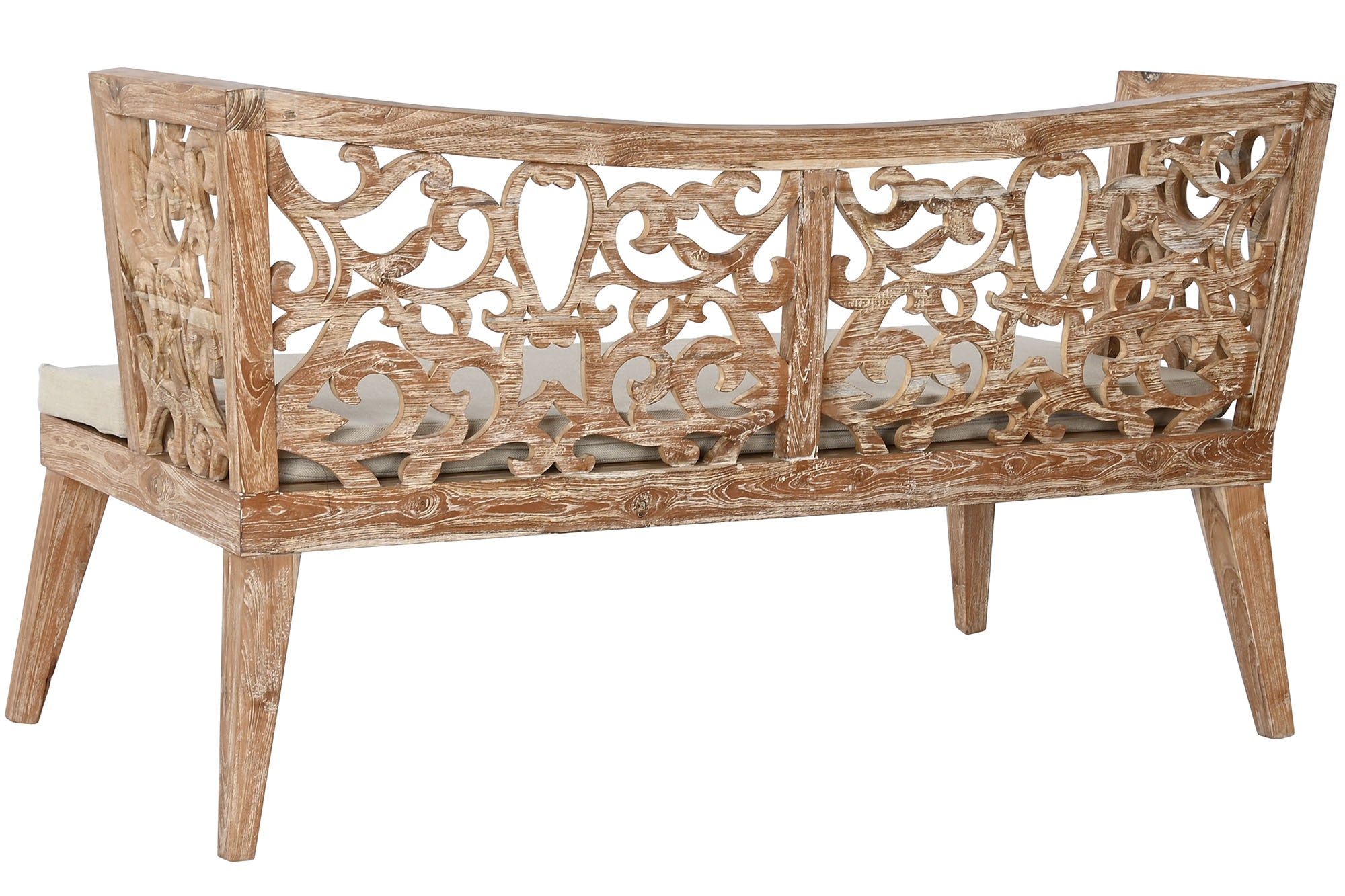 CONJUNTO SOFA MADERA DE TECA TALLADA CON COJINES