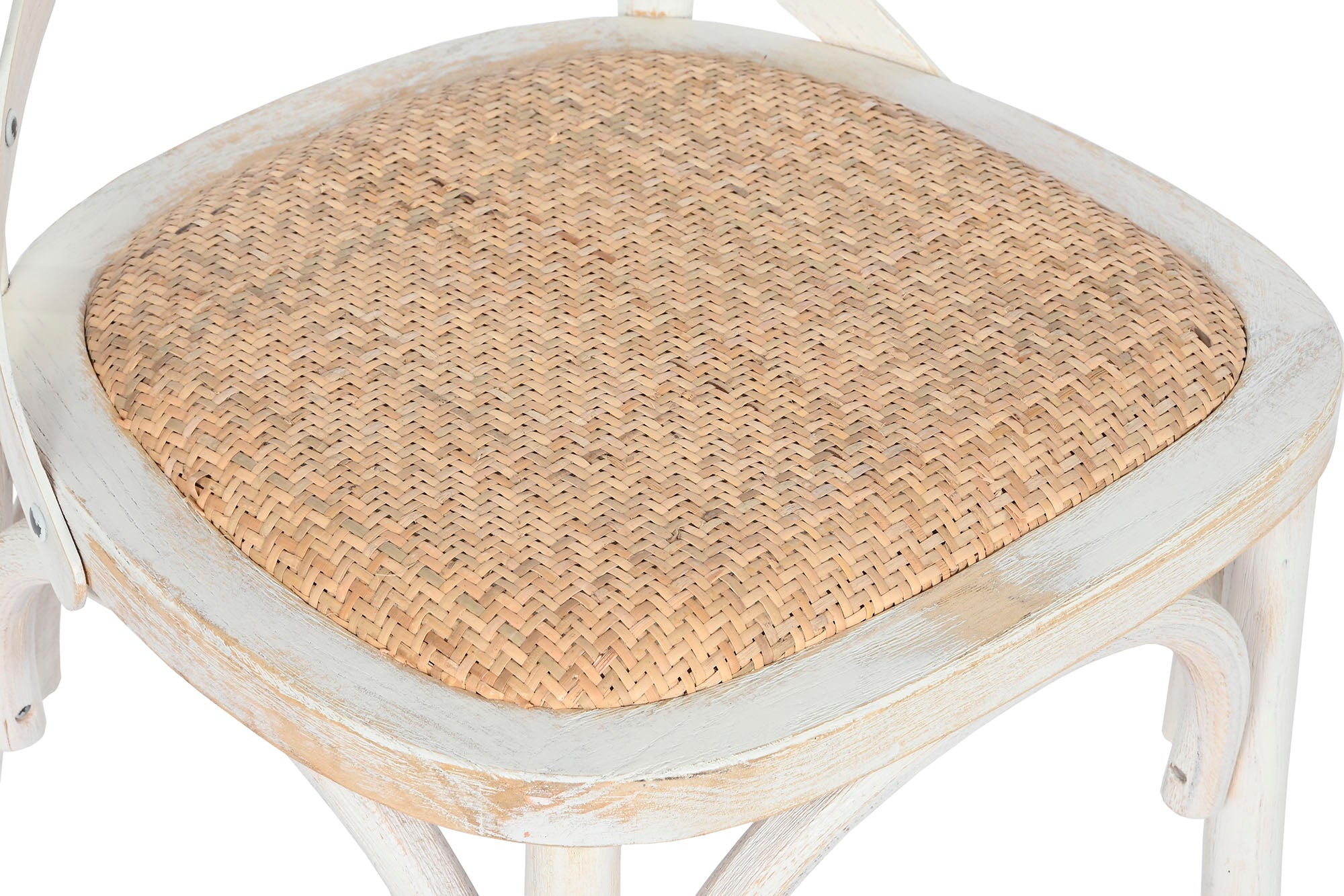 SET 3 SILLAS RUBBERWOOD MIMBRE CROSSBACK BLANCO
