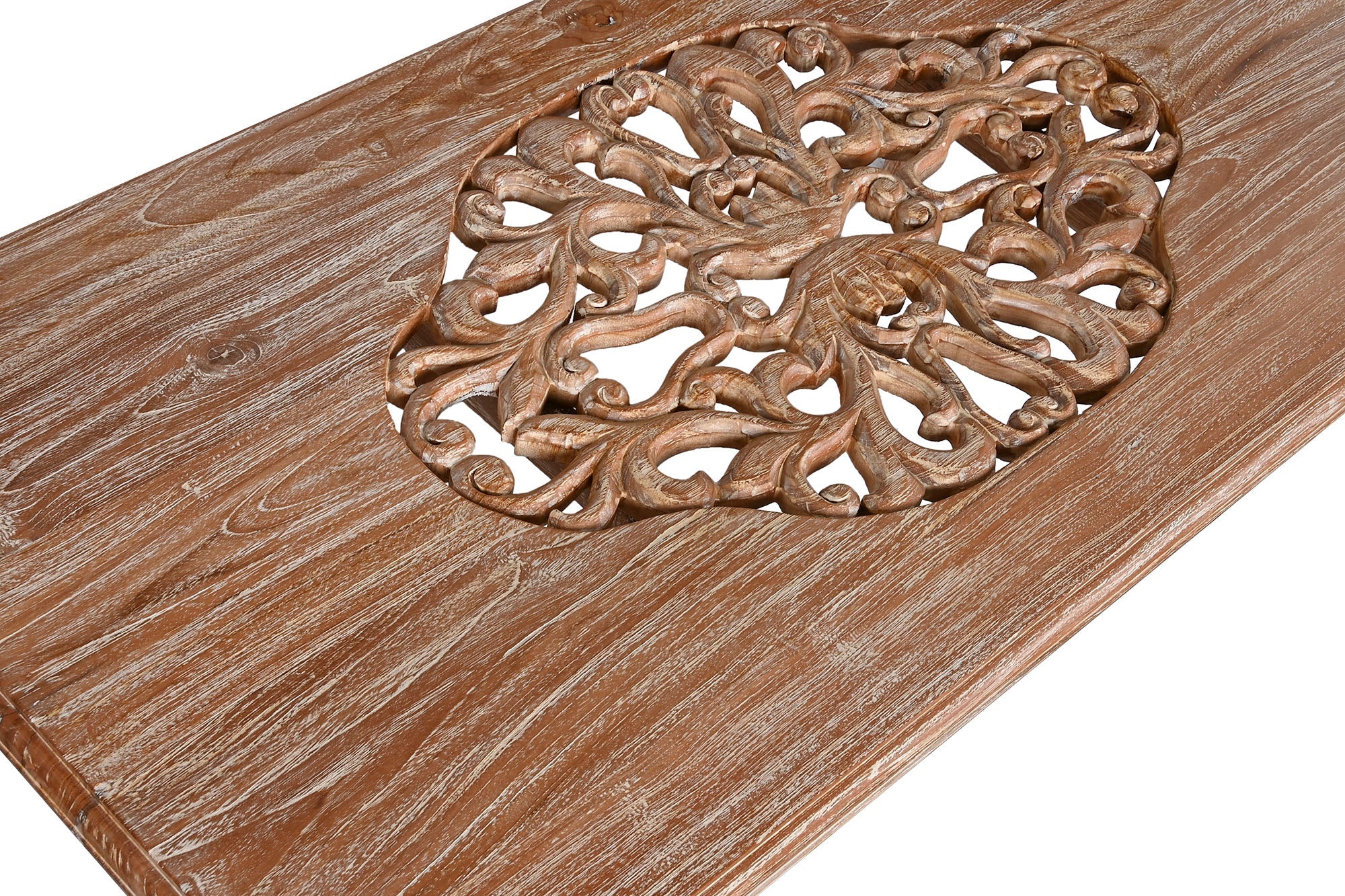 CONJUNTO SOFA MADERA DE TECA TALLADA CON COJINES