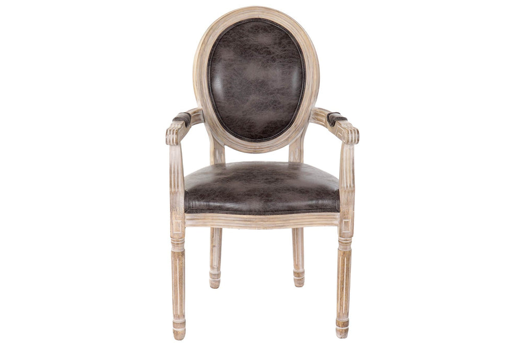 SET 2 SILLAS DE CUERO PU RUBBERWOOD DESGASTADO MARRON