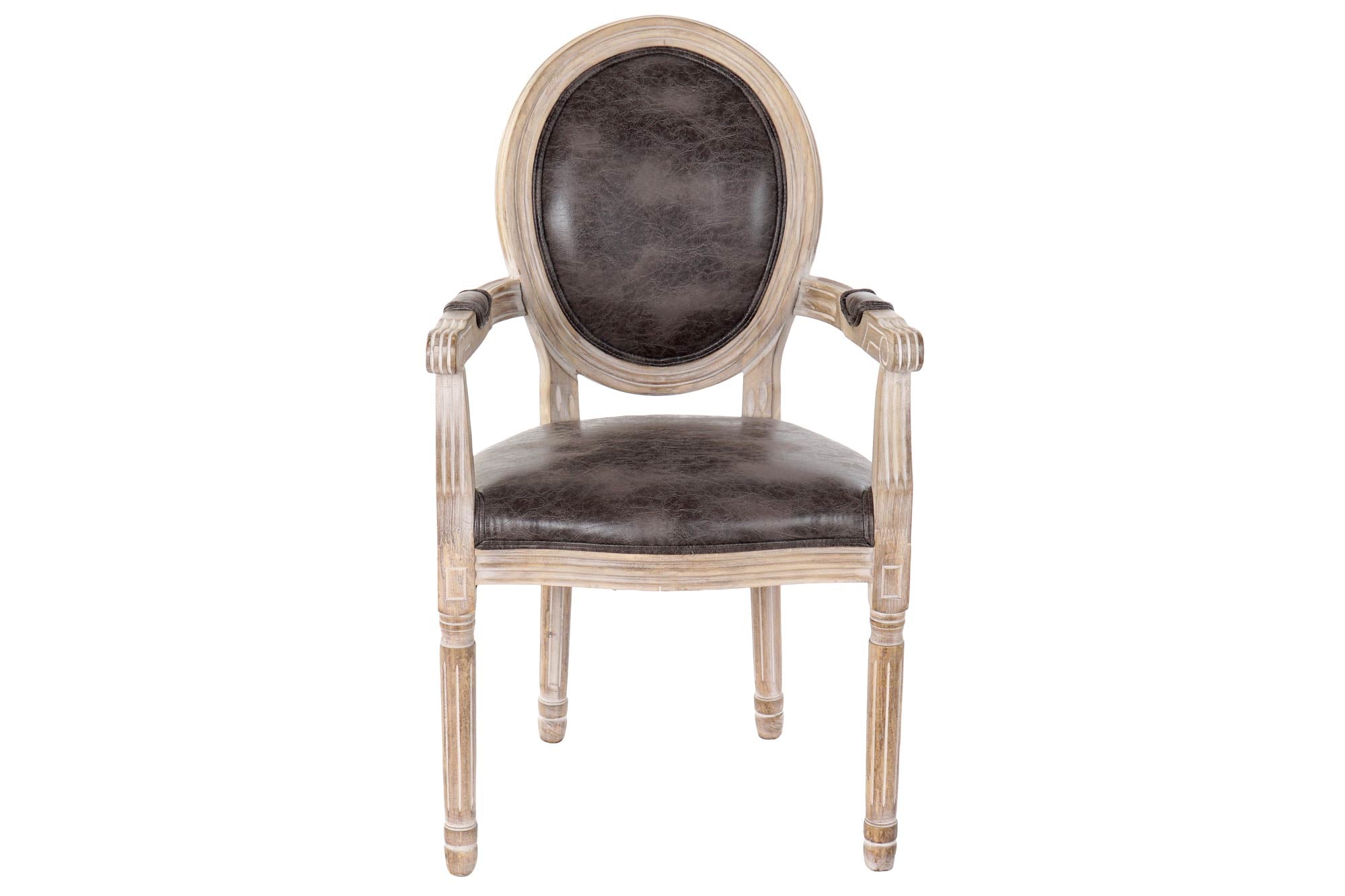 SET 2 SILLAS DE CUERO PU RUBBERWOOD DESGASTADO MARRON