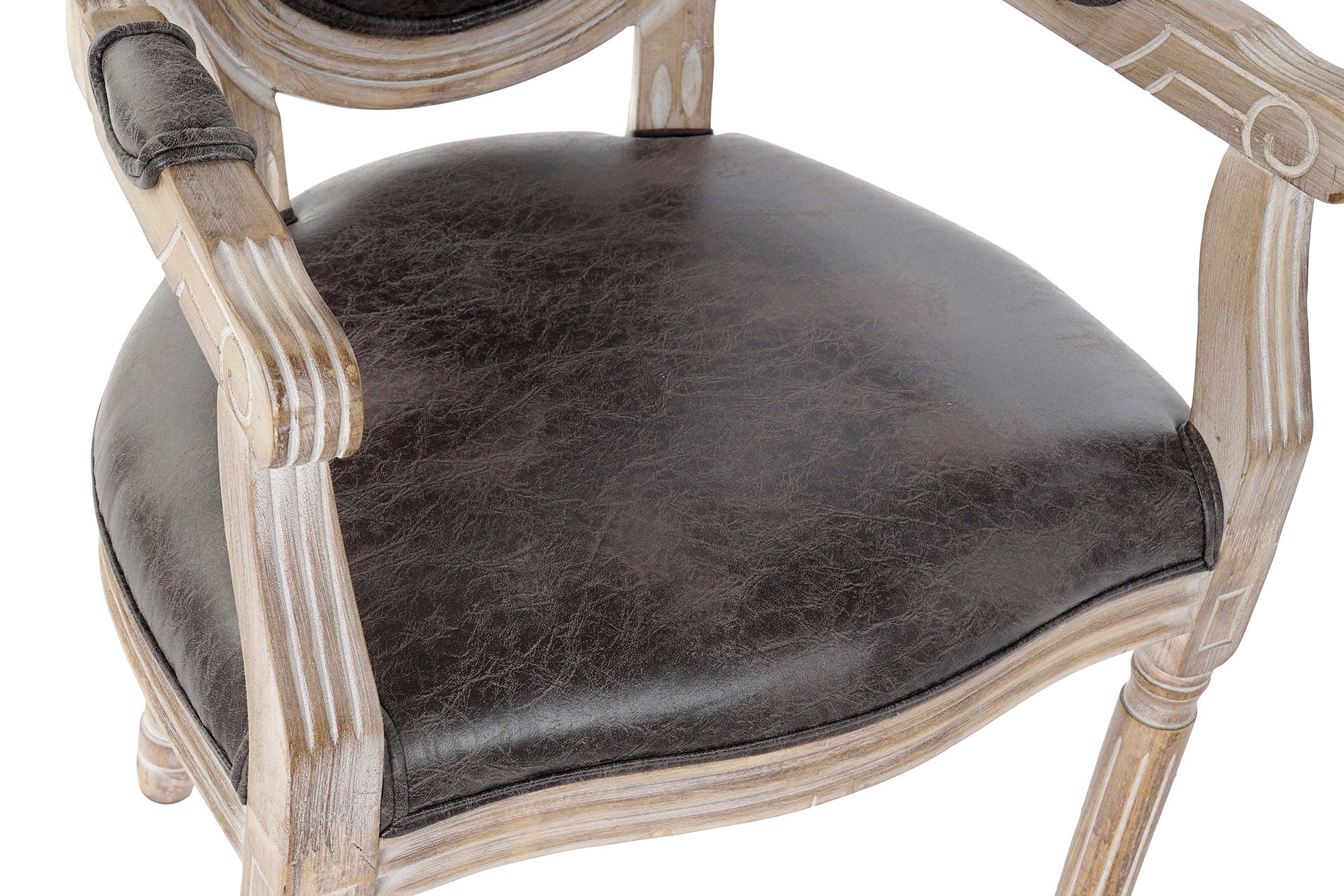 SET 2 SILLAS DE CUERO PU RUBBERWOOD DESGASTADO MARRON