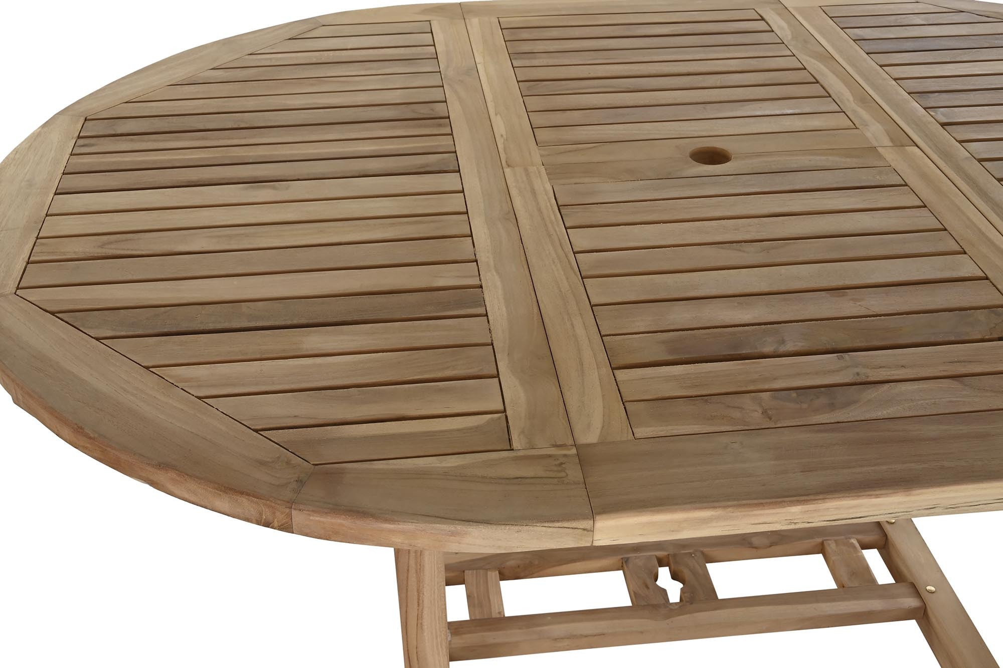 CONJUNTO MESA COMEDOR MADERA DE TECA EXTENSIBLE