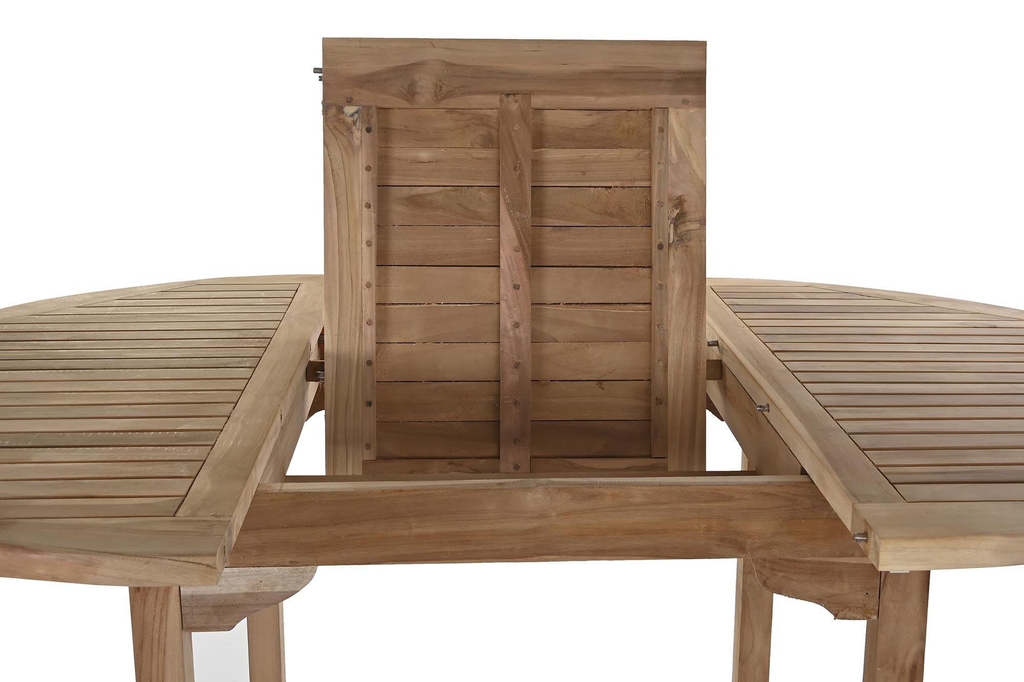 CONJUNTO MESA COMEDOR MADERA DE TECA EXTENSIBLE