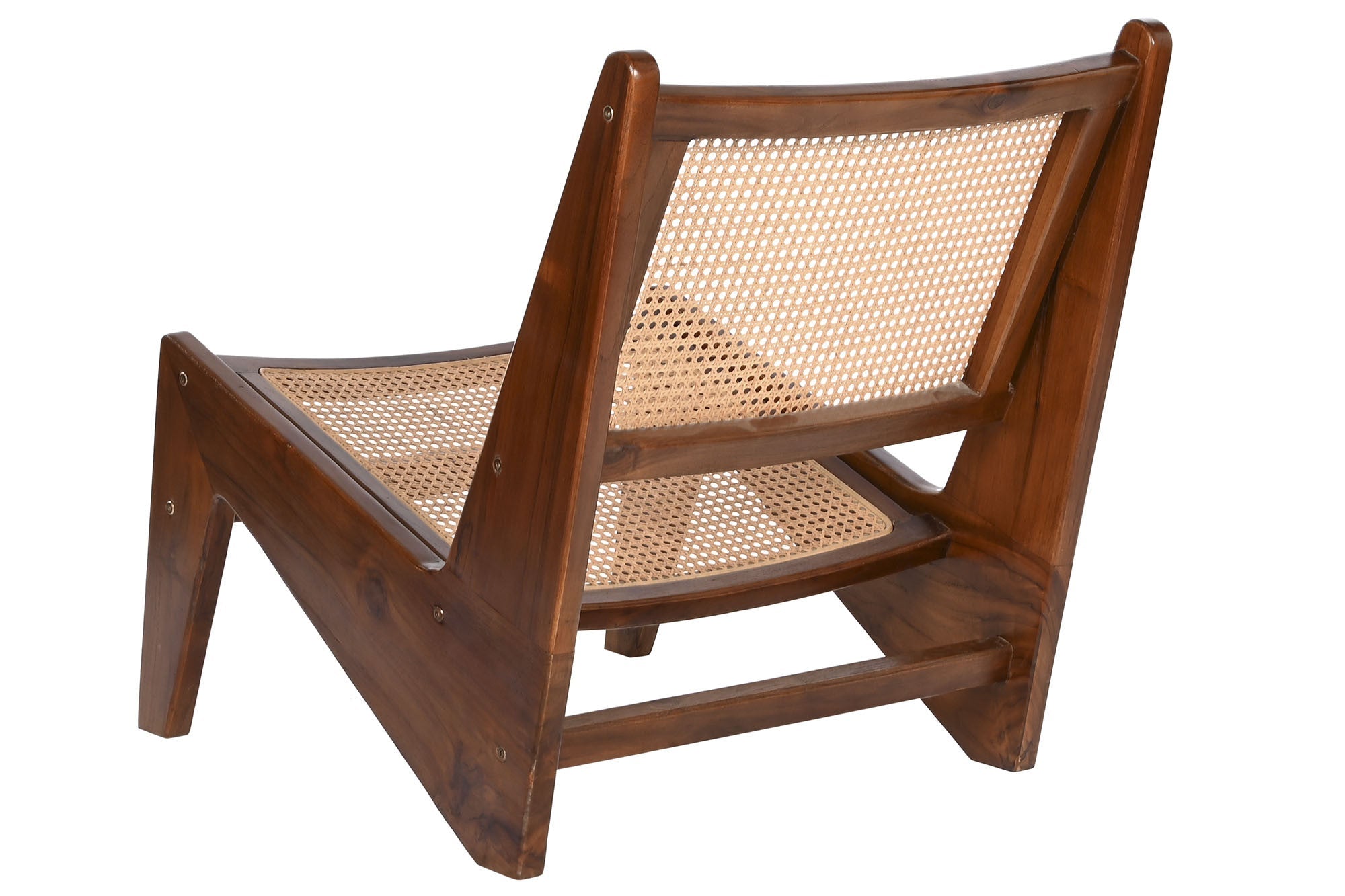 BUTACA MADERA DE TECA Y RATAN MARRON OSCURO