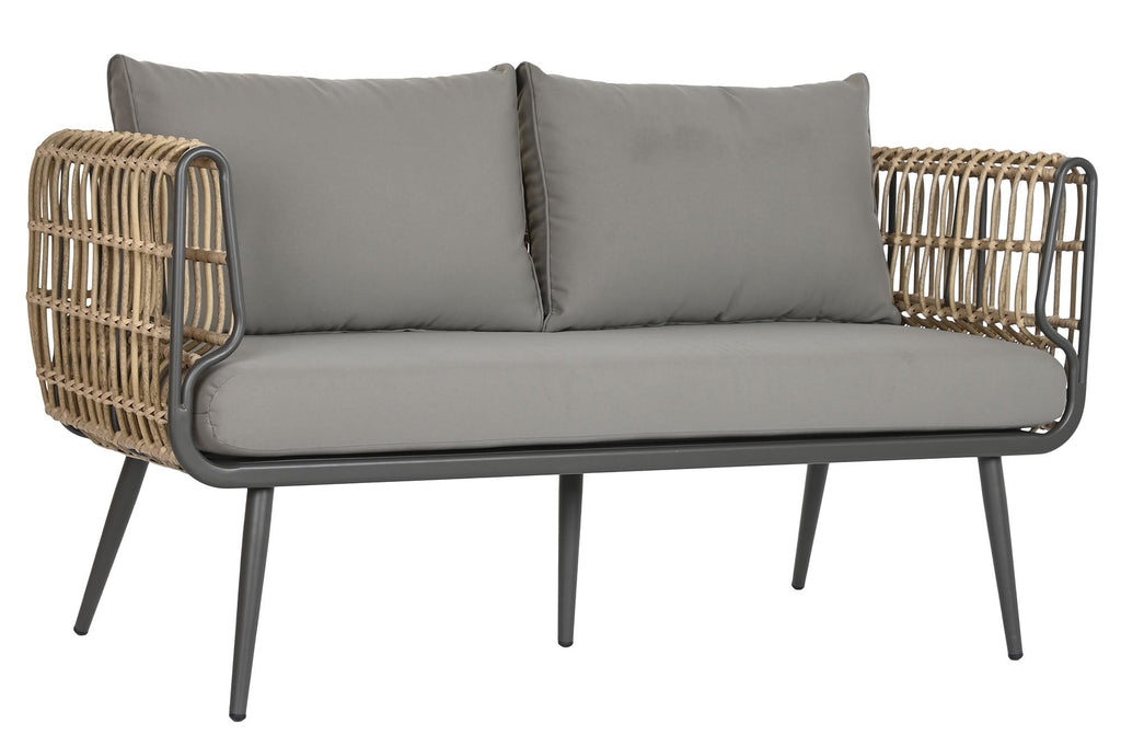 CONJUNTO SILLONES Y MESITAS RATAN GRIS
