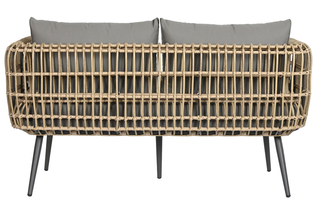 CONJUNTO SILLONES Y MESITAS RATAN GRIS