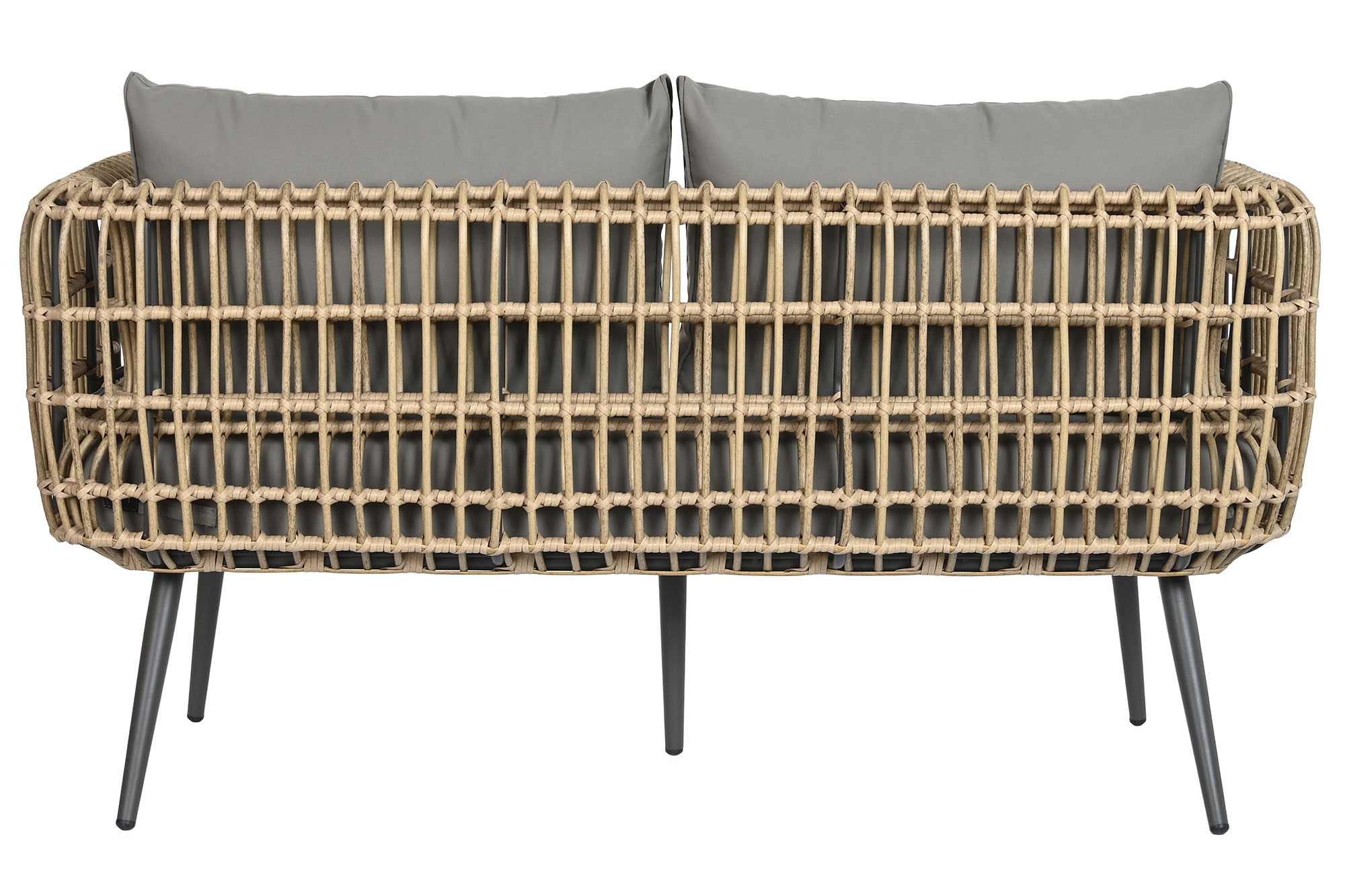 CONJUNTO SILLONES Y MESITAS RATAN GRIS