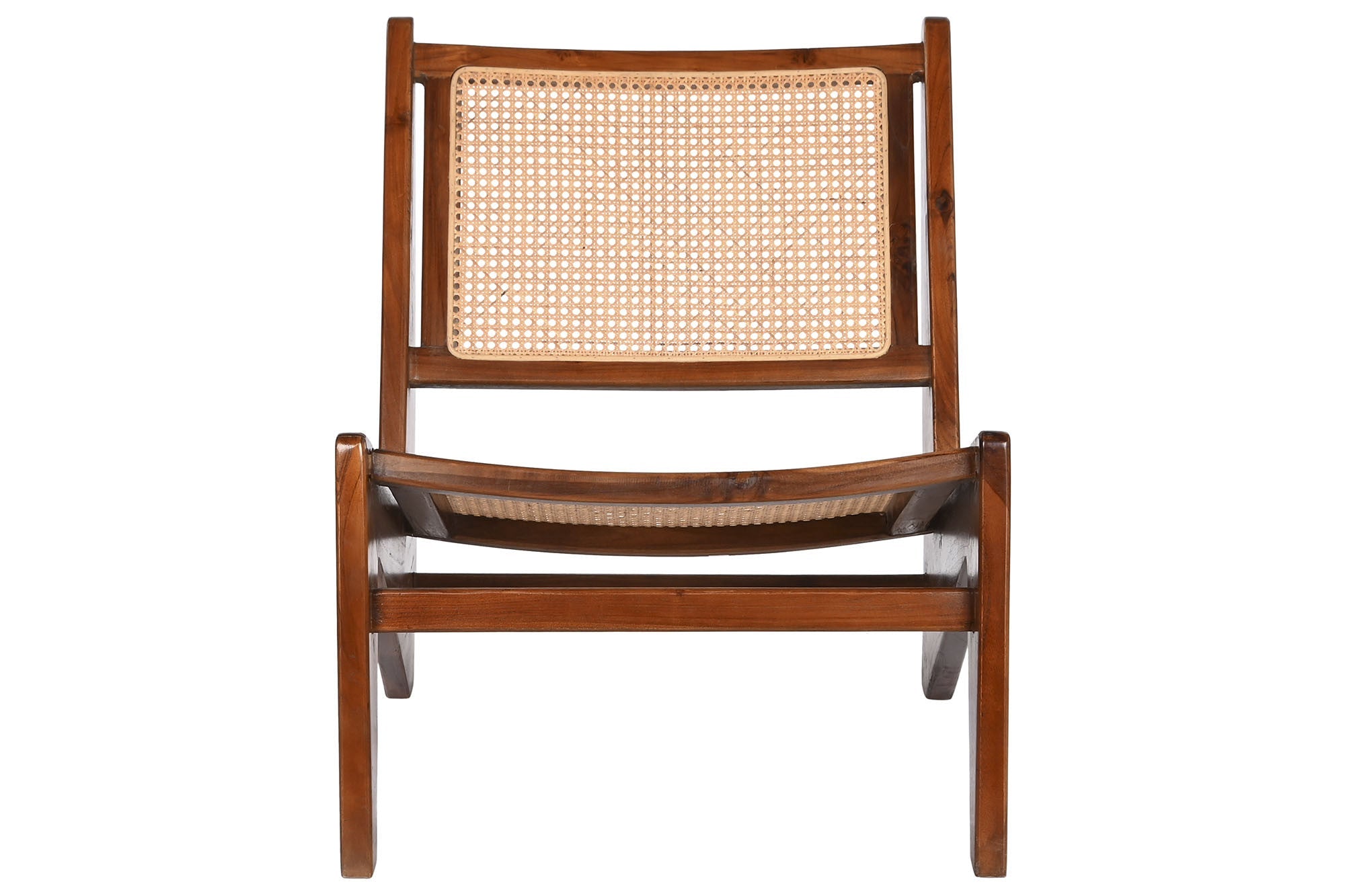 BUTACA MADERA DE TECA Y RATAN MARRON OSCURO