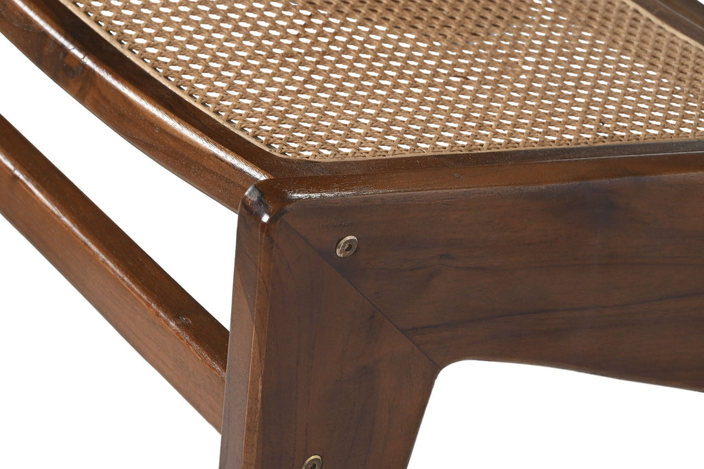 BUTACA MADERA DE TECA Y RATAN MARRON OSCURO