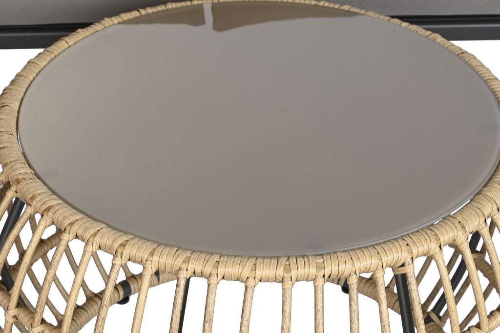 CONJUNTO SILLONES Y MESITAS RATAN GRIS