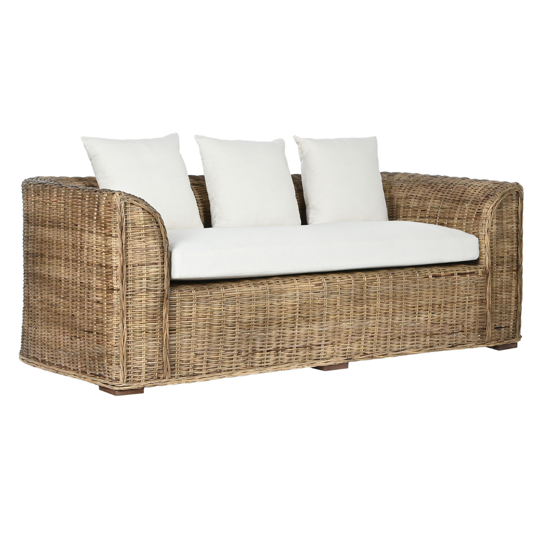 SOFA RATAN CON COJINES ALGODON NATURAL