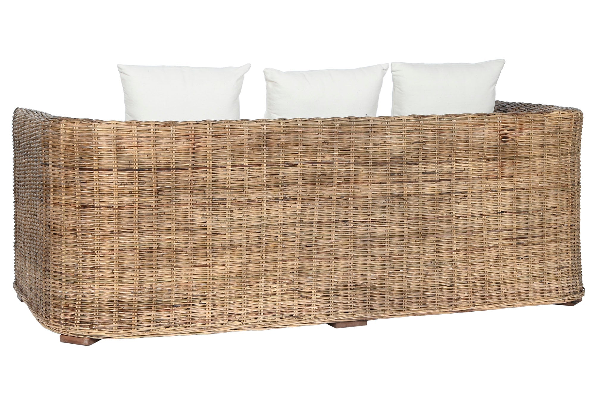 SOFA RATAN CON COJINES ALGODON NATURAL