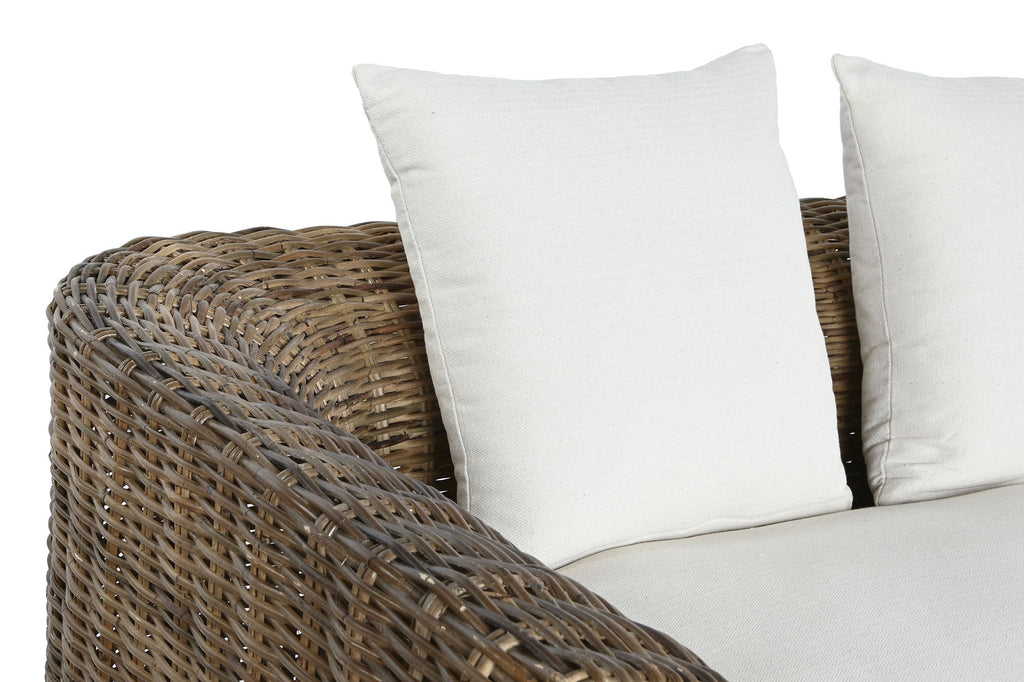 SOFA RATAN CON COJINES ALGODON NATURAL