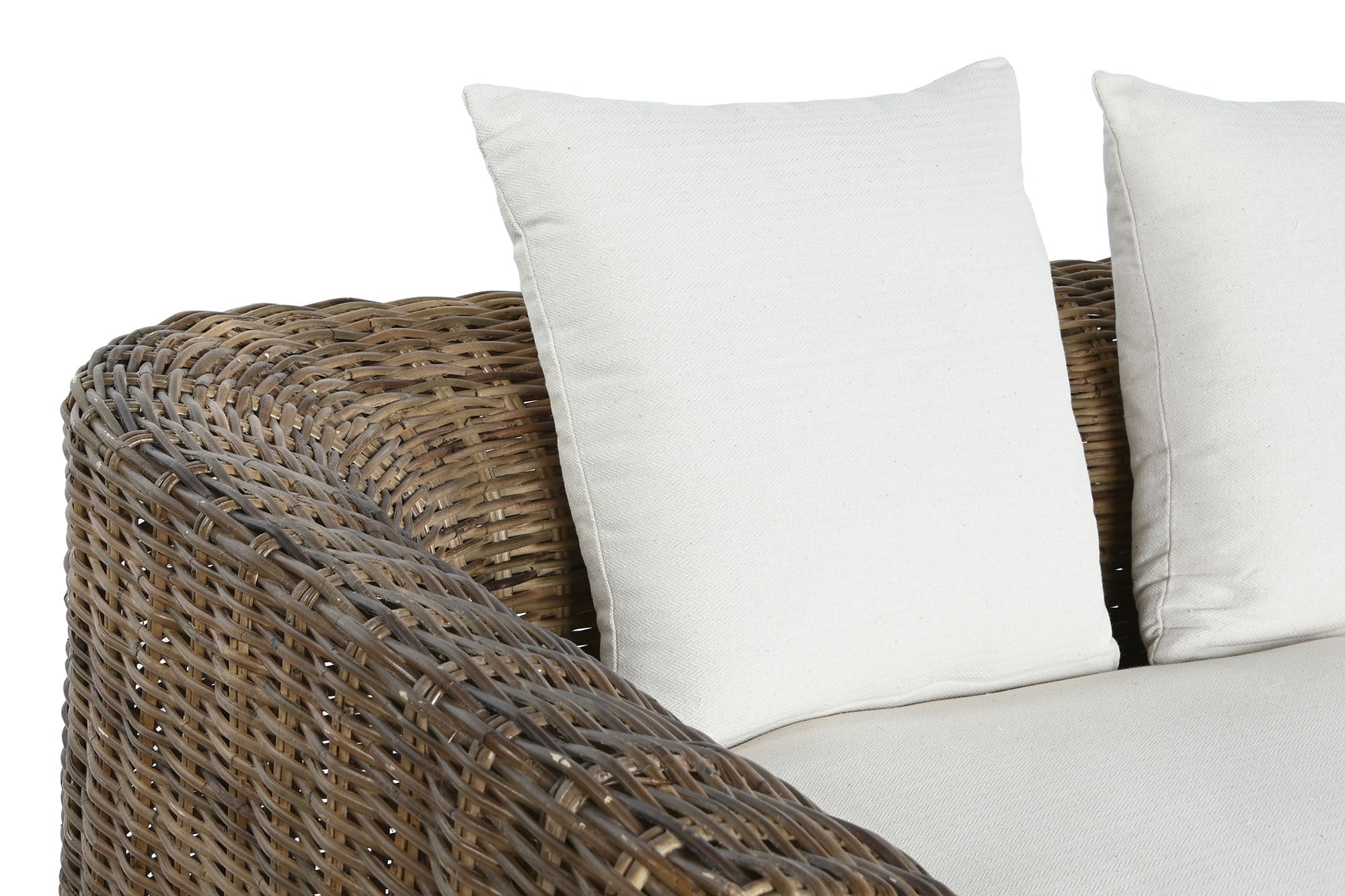 SOFA RATAN CON COJINES ALGODON NATURAL