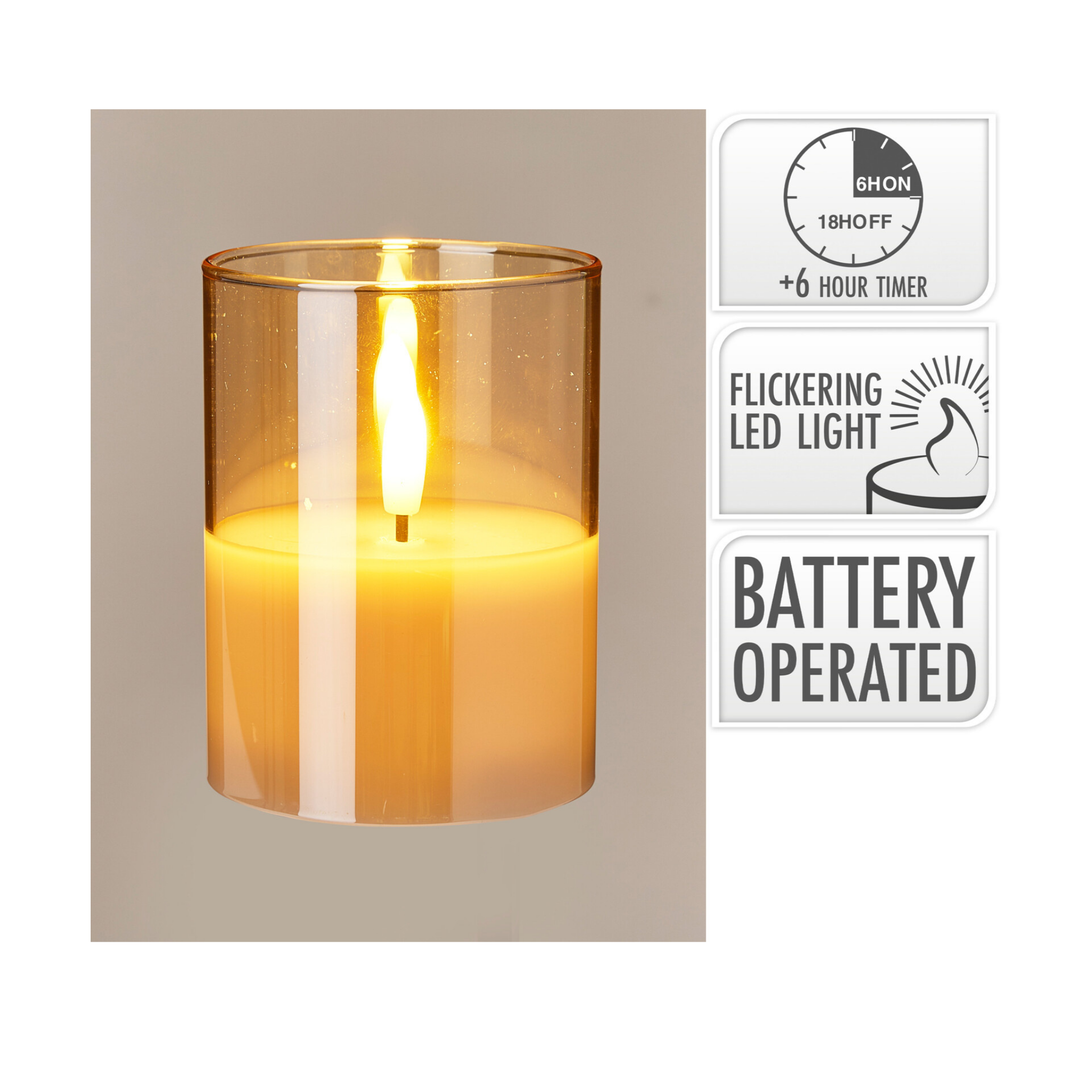 VELA LED EN VIDRIO 10CM