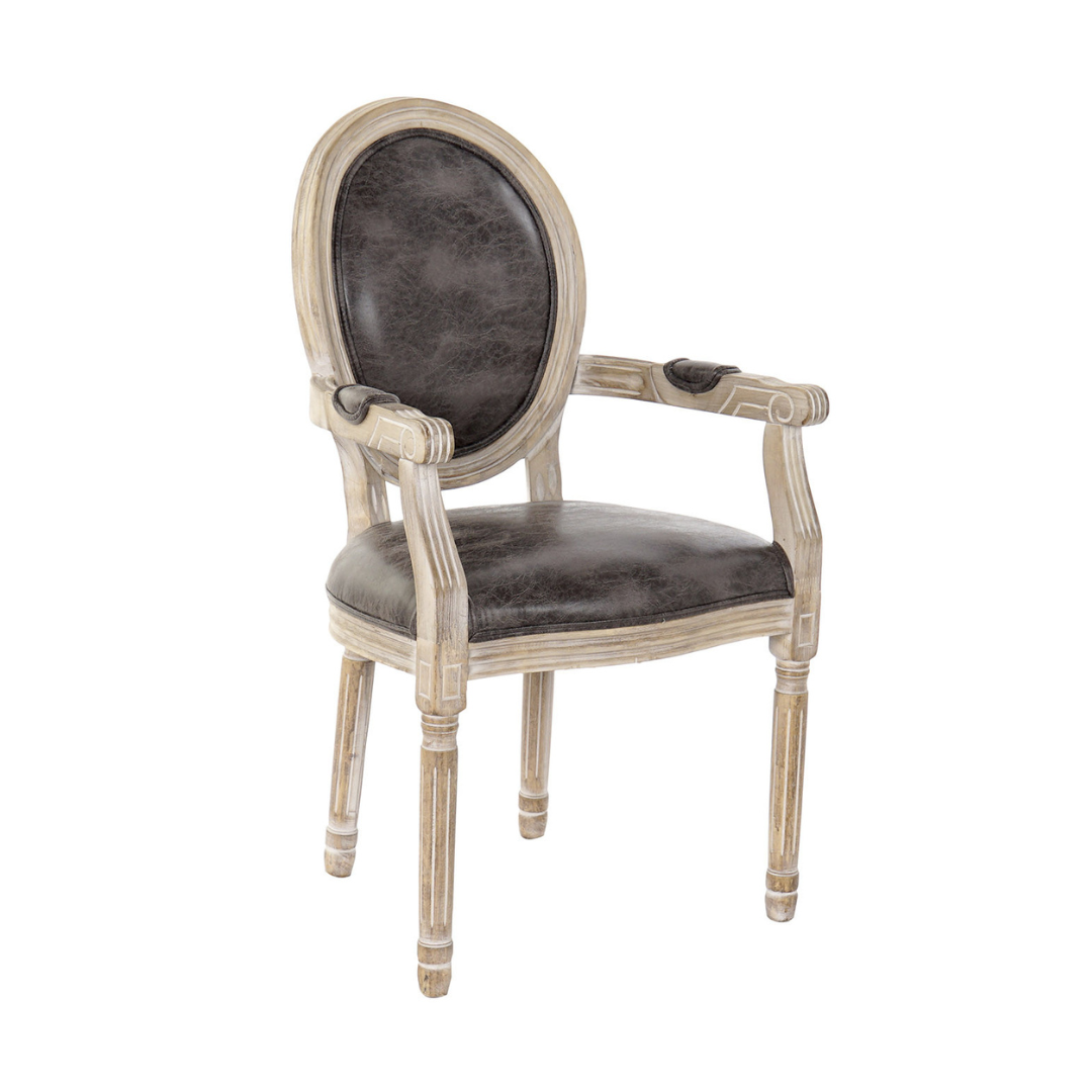 SET 2 SILLAS DE CUERO PU RUBBERWOOD DESGASTADO MARRON