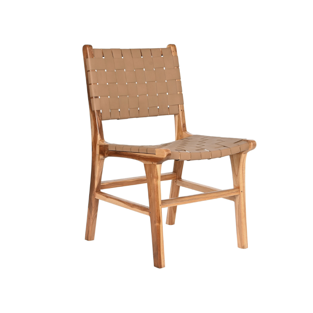 SET 2 SILLAS TECA PIEL BEIGE