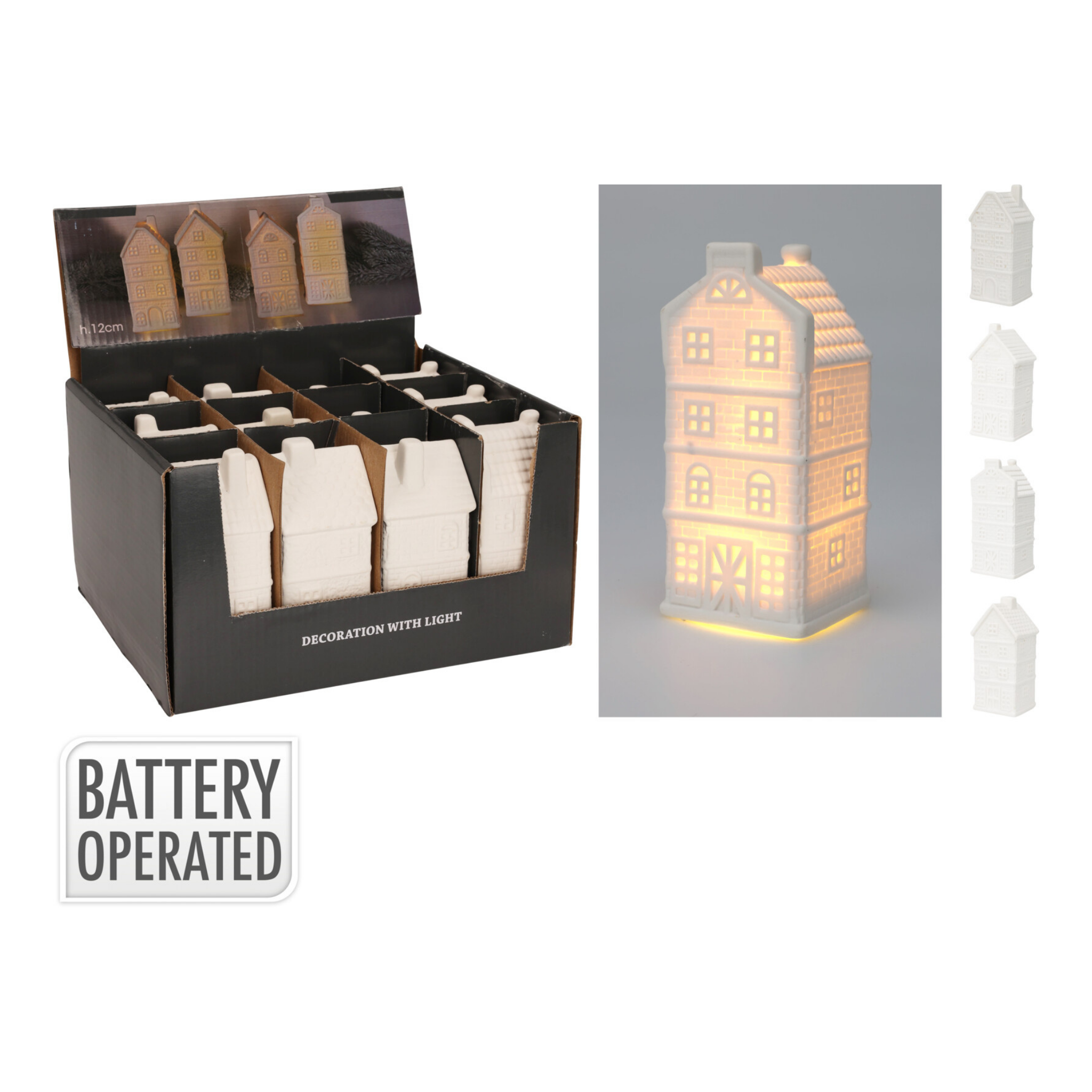 CASA NAVIDAD BLANCA CON LED 12CM