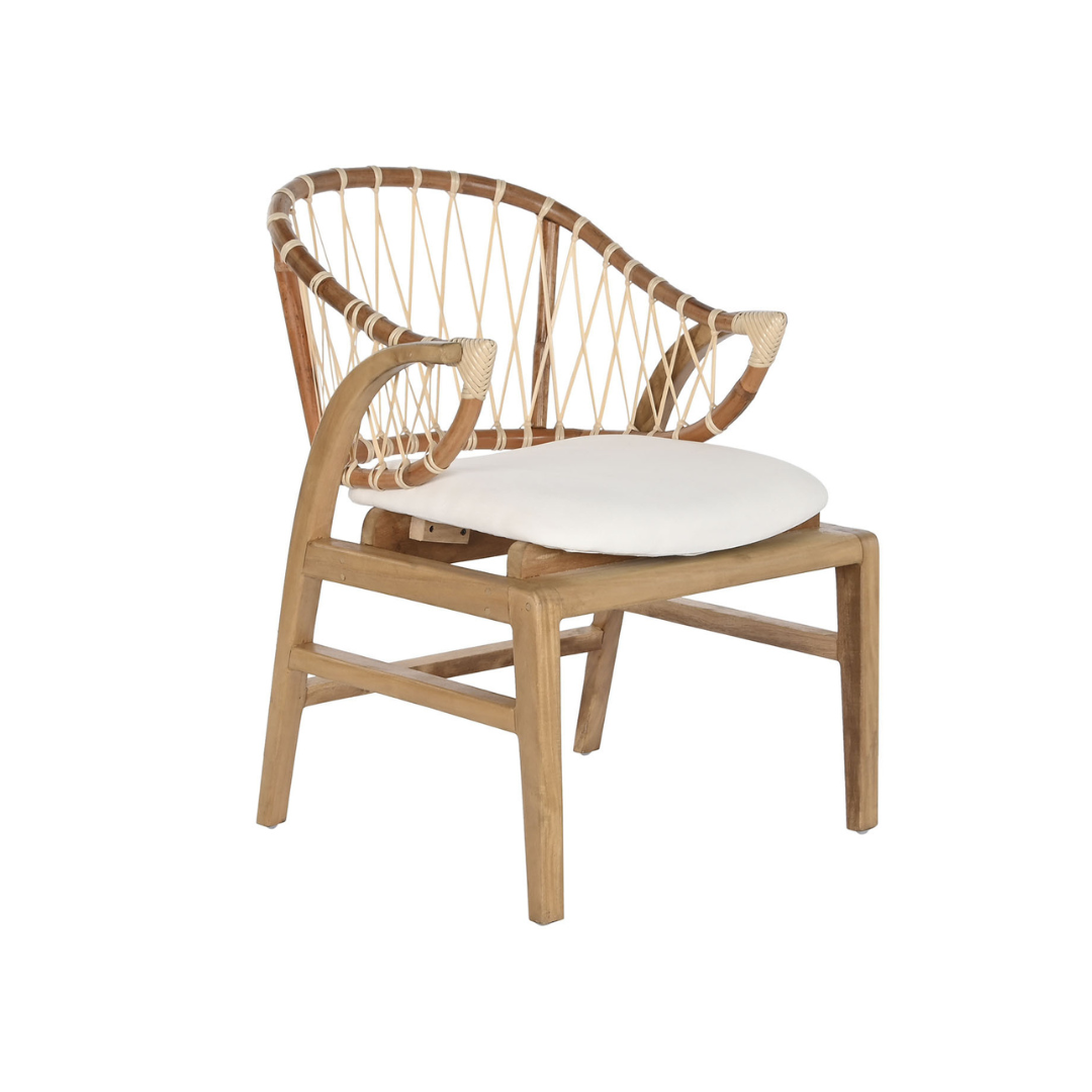 SET 2 SILLAS CAOBA CON COJIN NATURAL