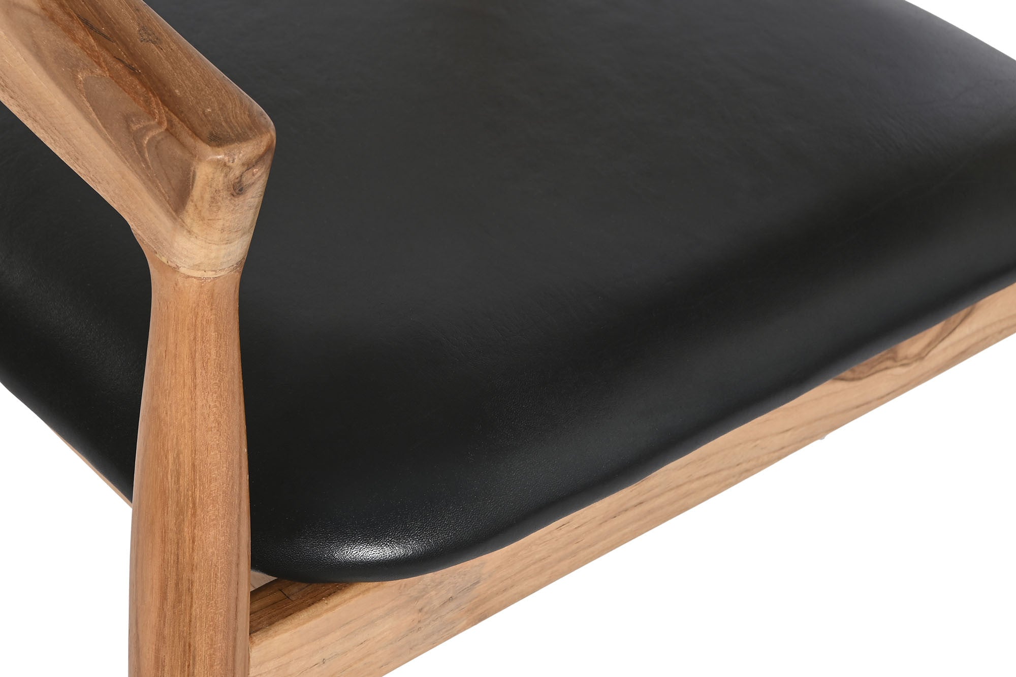 SET 2 SILLAS MADERA DE TECA Y PIEL NEGRA
