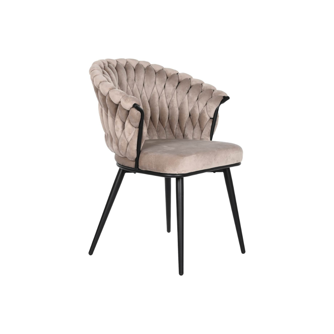 SET 2 SILLAS POLIESTER METAL BEIGE