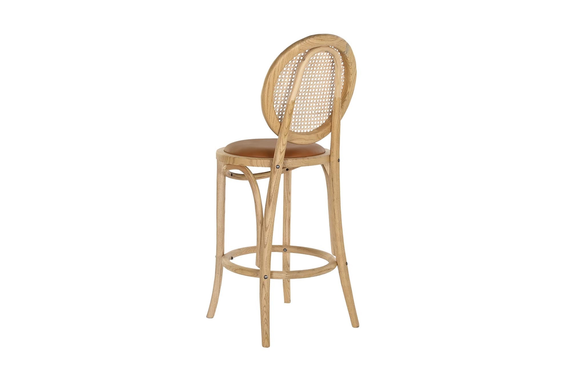 SET 2 TABURETES OLMO Y RATAN TAPIZADO