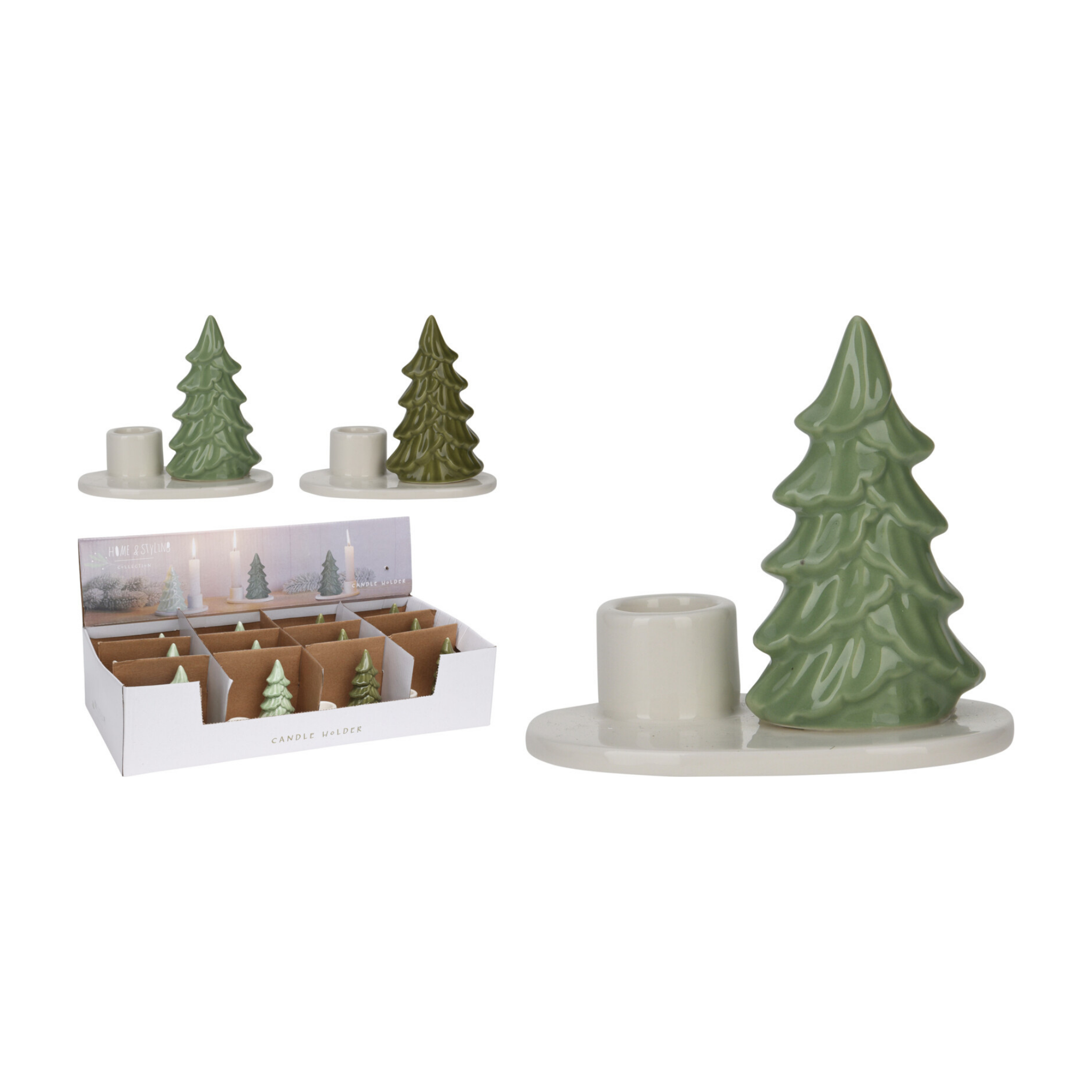 PORTAVELAS CON ARBOL DE NAVIDAD 8CM