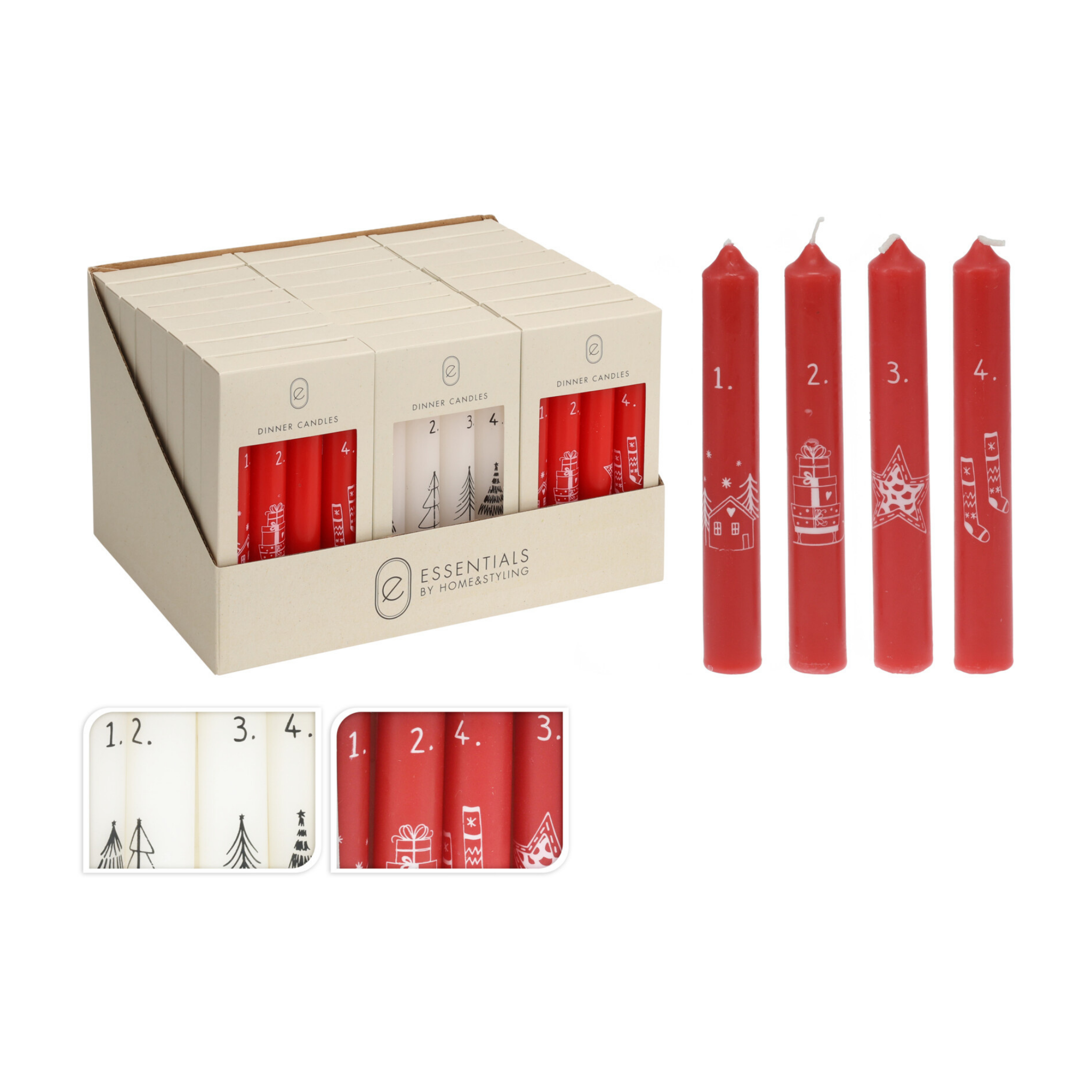 JUEGO DE 4 VELAS NAVIDEÑAS