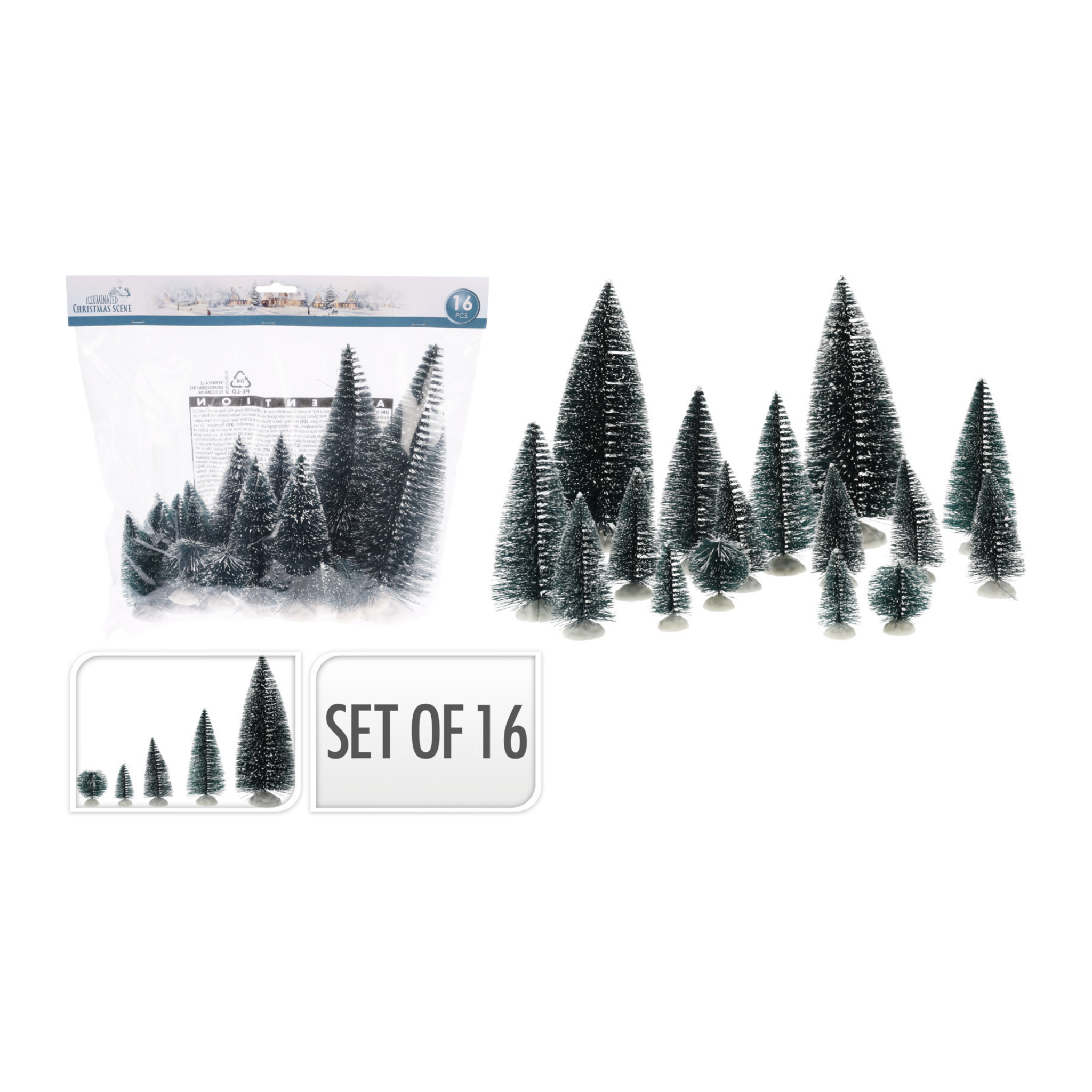 SET ARBOLES DE NAVIDAD 16 PIEZAS