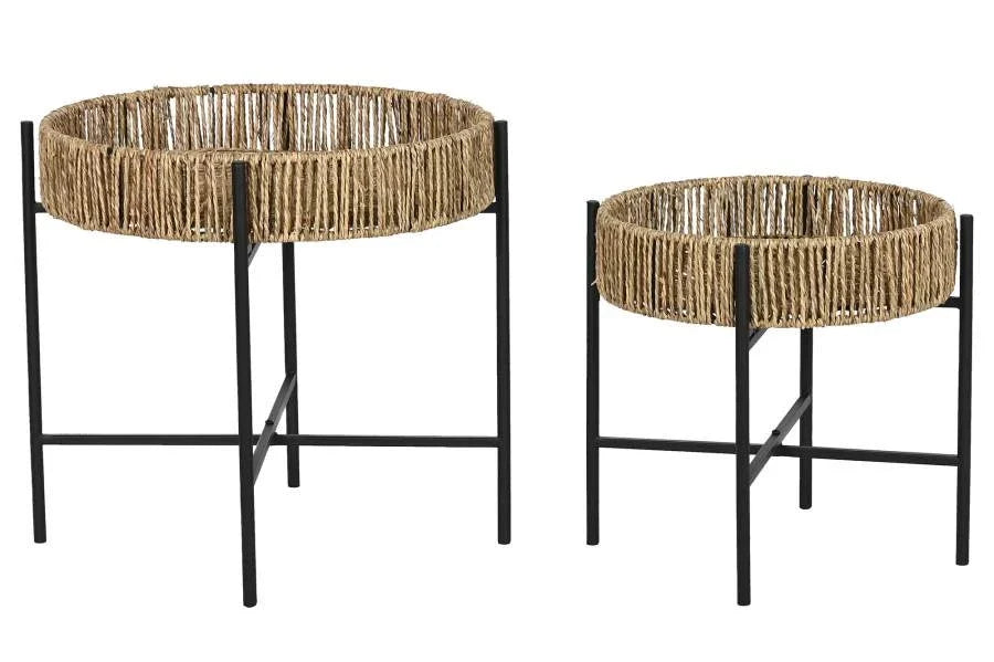 MESITA AUXILIAR SET 2 METAL FIBRA 49X49X44 NEGRO