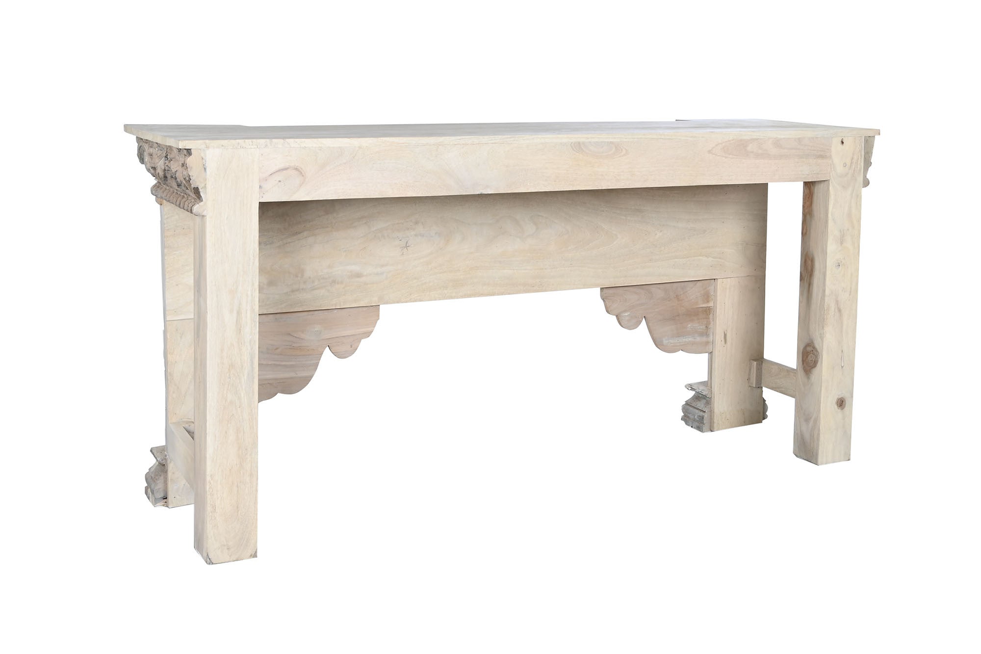 CONSOLA MADERA DE MANGO ENVEJECIDO BLANCO