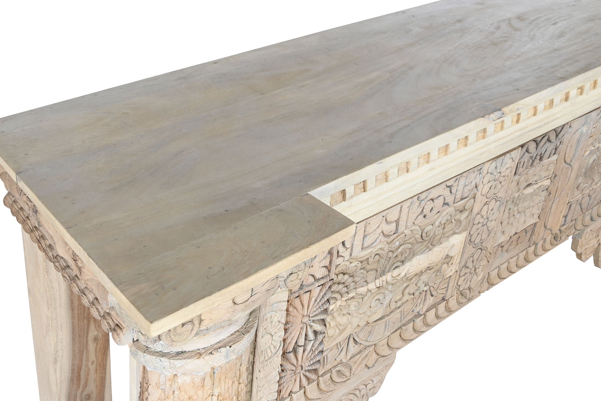 CONSOLA MADERA DE MANGO ENVEJECIDO BLANCO