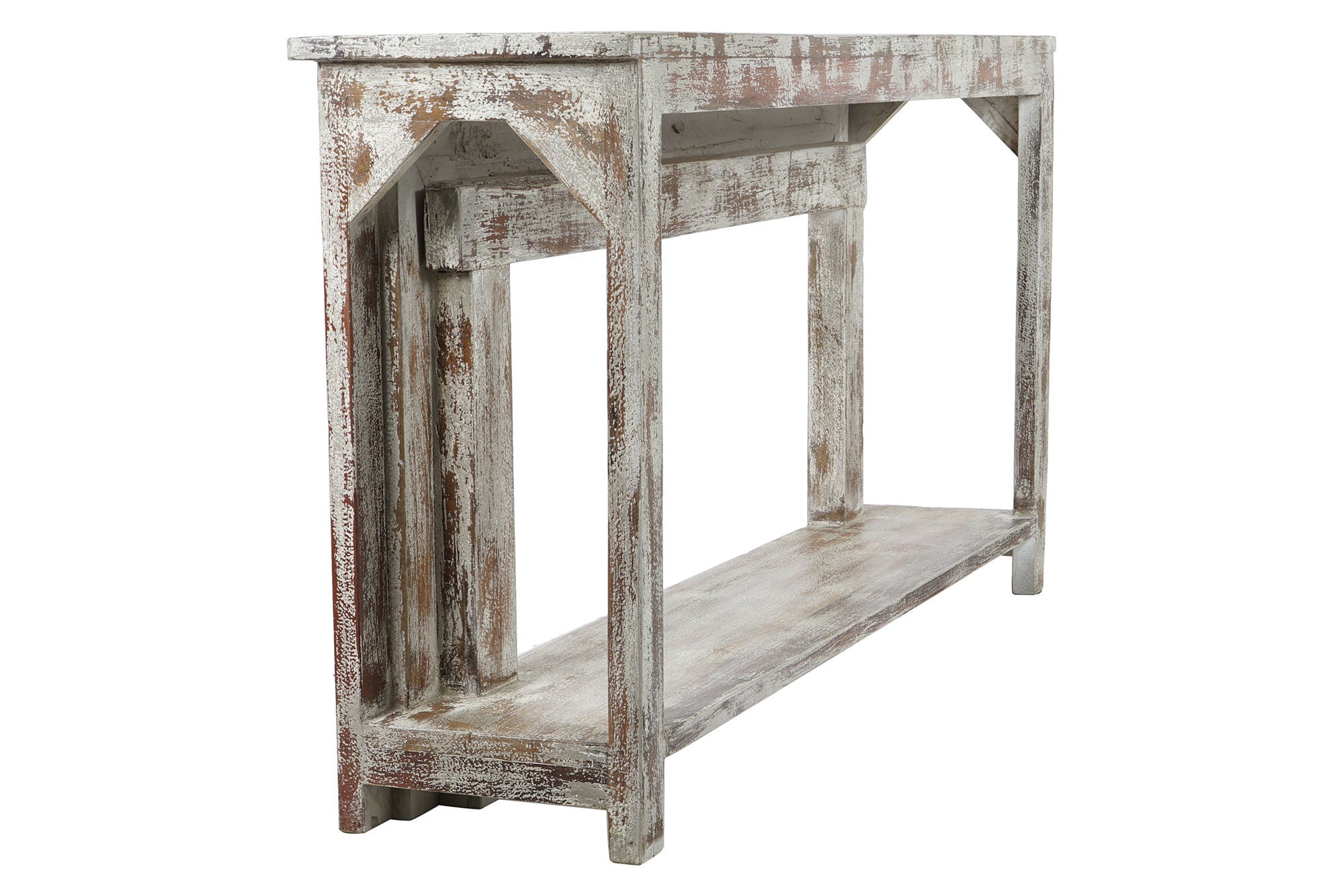 CONSOLA MADERA TALLADA DECAPE BLANCO