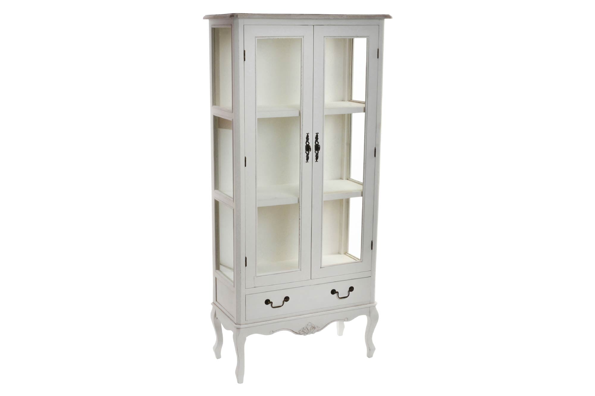 VITRINA MADERA CRISTAL 75X35X160 NATURAL BLANCO