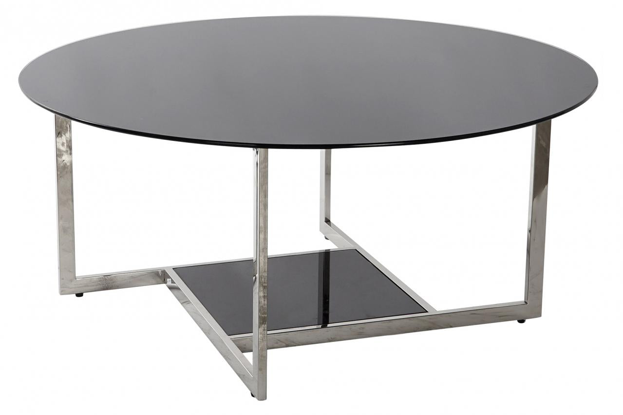 MESA CENTRO ACERO CRISTAL 100X100X45 NEGRO