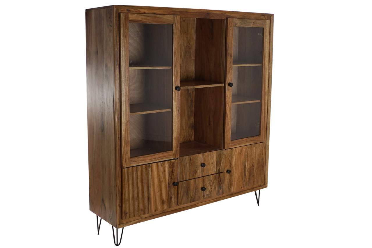 VITRINA ACACIA CRISTAL 145X40X162 MARRON