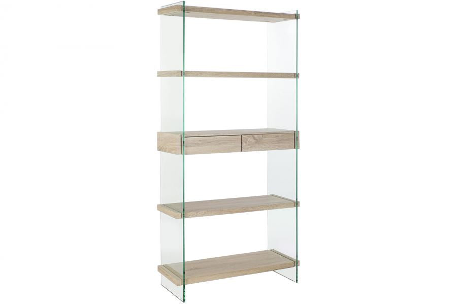 ESTANTERIA CRISTAL MDF 90X35X180 TEMPLADO NATURAL