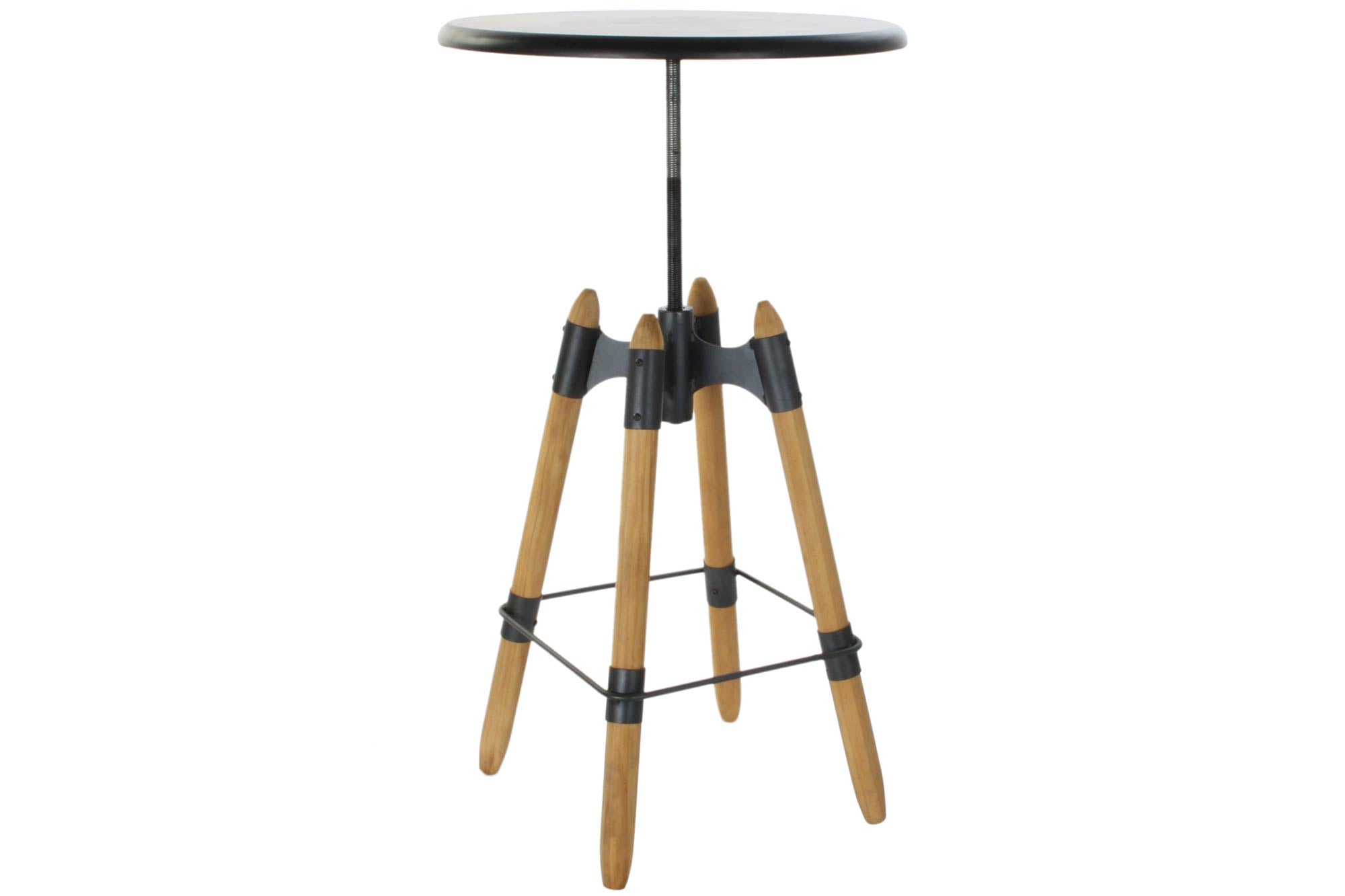 MESITA AUXILIAR METAL MADERA 60X60X105 REGULABLE
