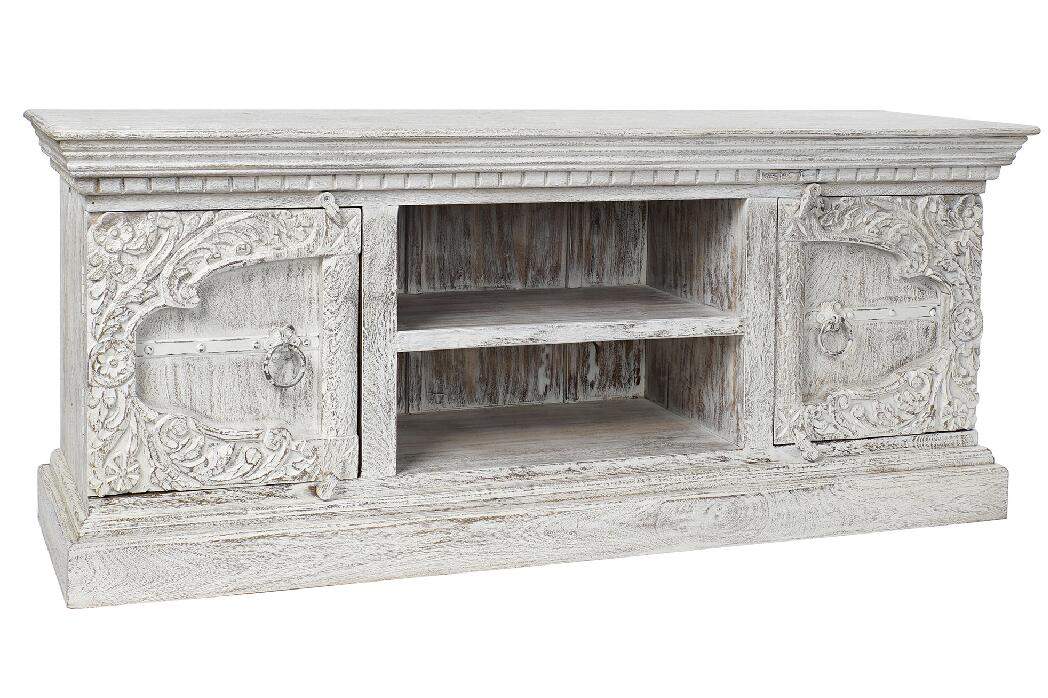 MUEBLE TV MANGO METAL 160X40X65 DECAPE BLANCO