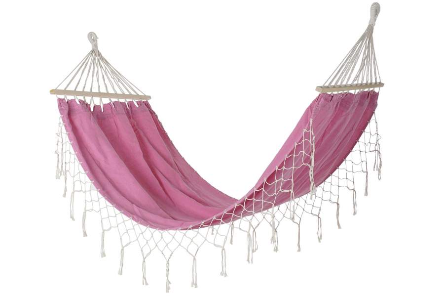 HAMACA POLIESTER ALGODON 255X80X28 FLECOS ROSA
