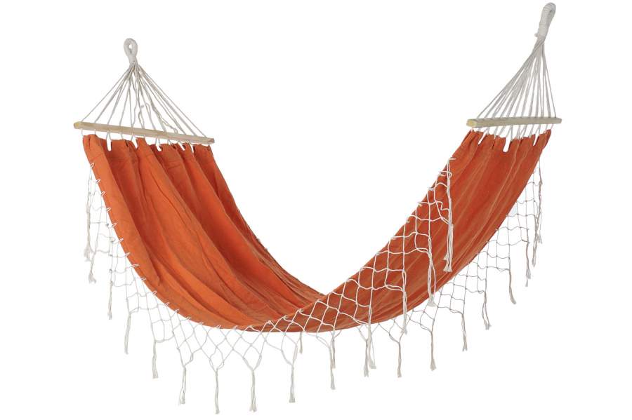 HAMACA POLIESTER ALGODON 255X80X28 FLECOS NARANJA
