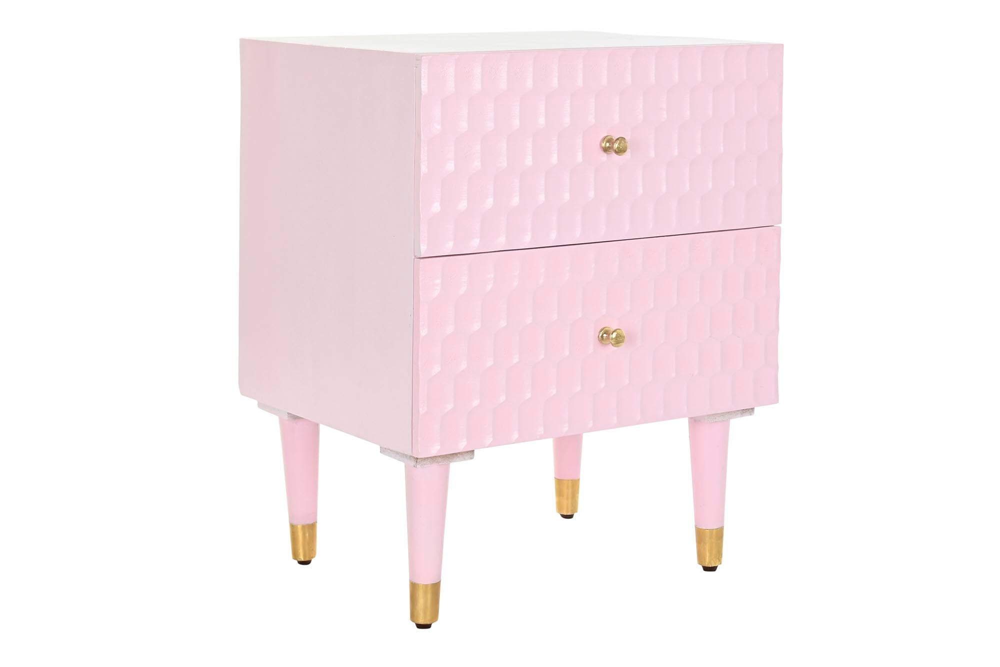 MESITA DE NOCHE MANGO METAL 52X42X65 ROSA PALO