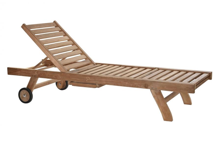 TUMBONA TECA 200X65X36 RUEDAS BANDEJA NATURAL