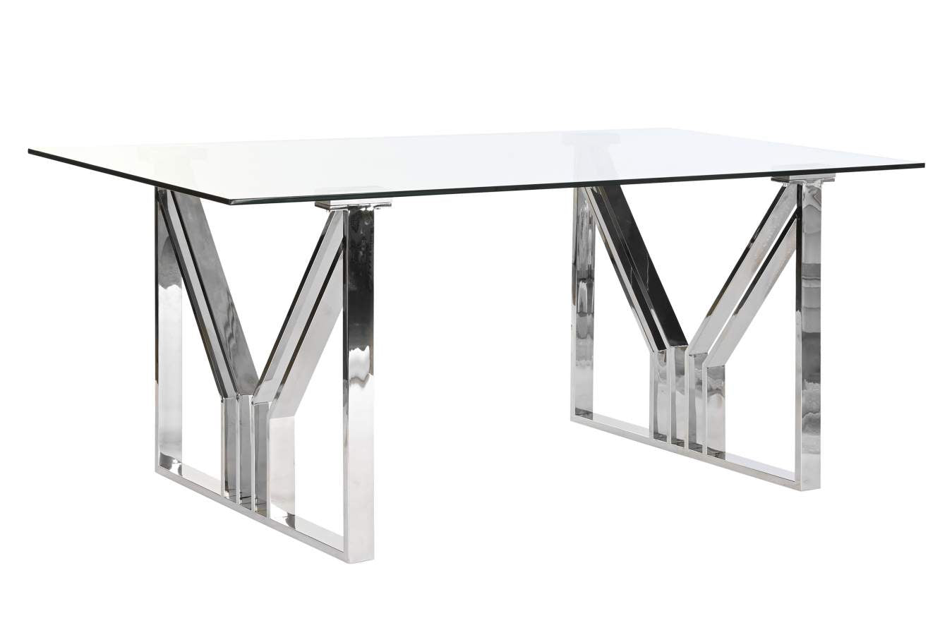 MESA COMEDOR ACERO CRISTAL 180X90X75 CROMADO