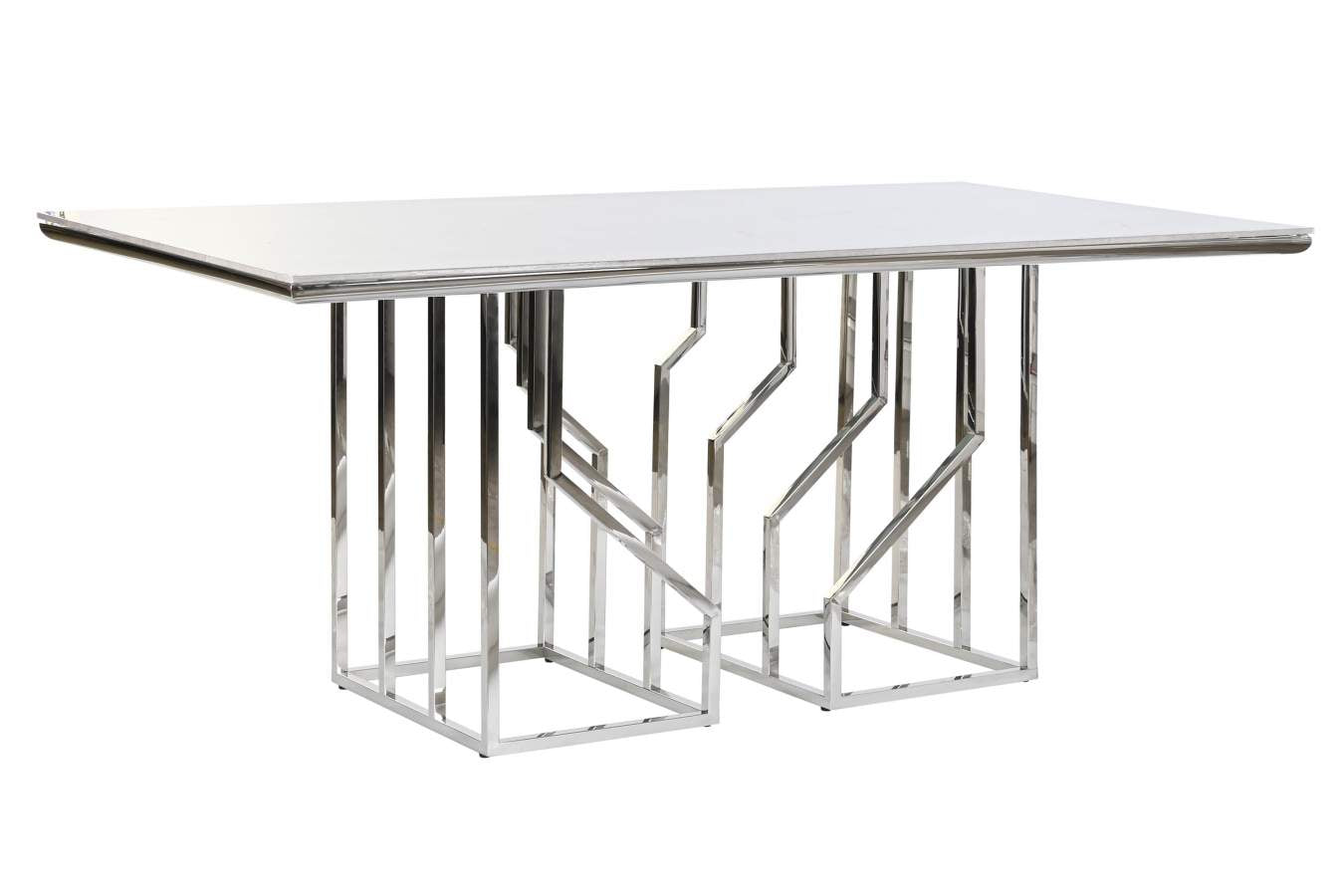 MESA COMEDOR ACERO CRISTAL 180X90X75 SIMIL MARMOL