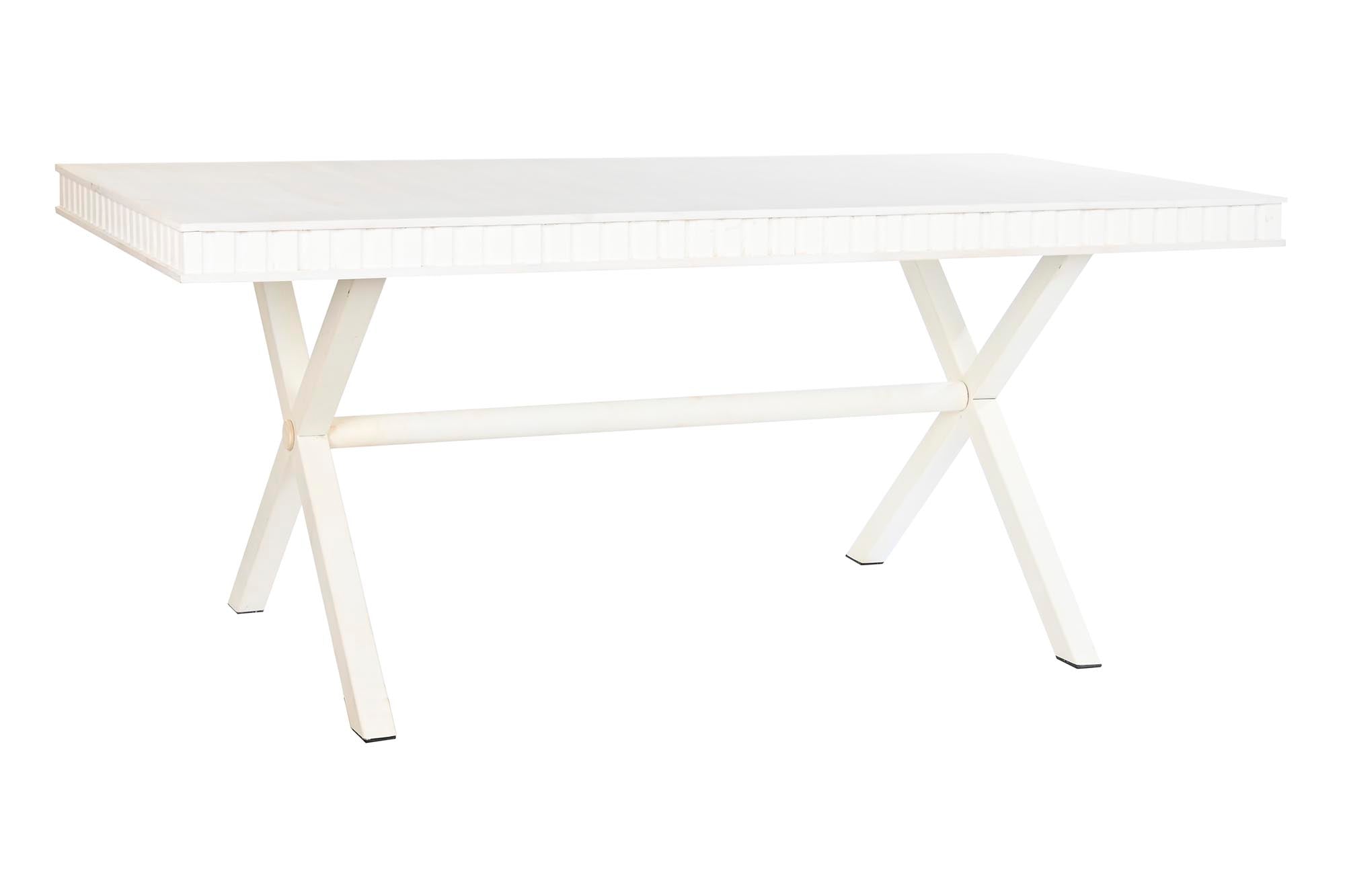 MESA COMEDOR MANGO METAL 180X90X76 ROMBO BLANCO