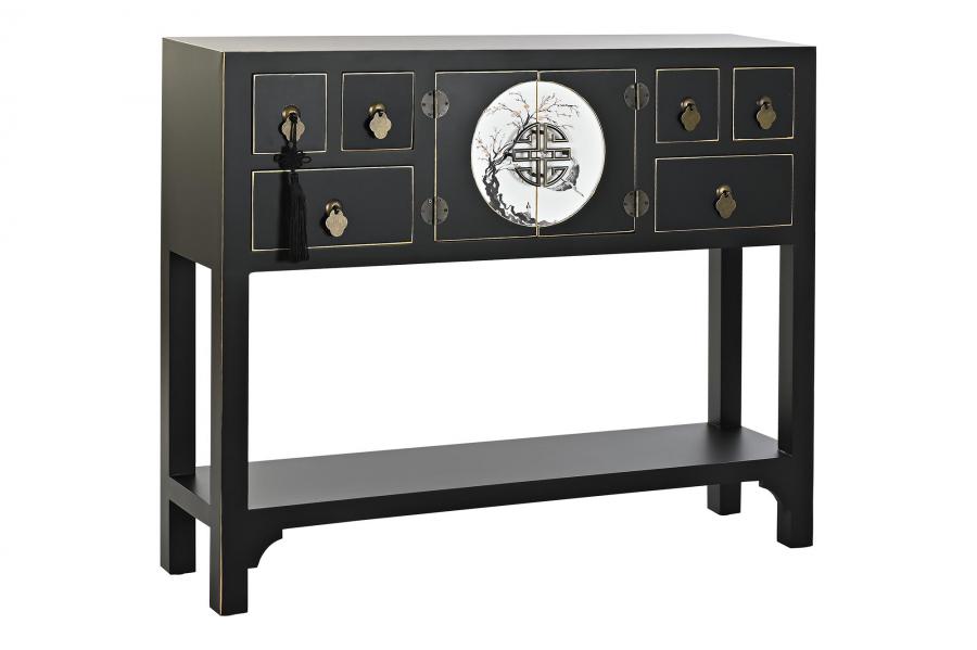 CONSOLA ABETO MDF 95X26X79 ORIENTAL NEGRO